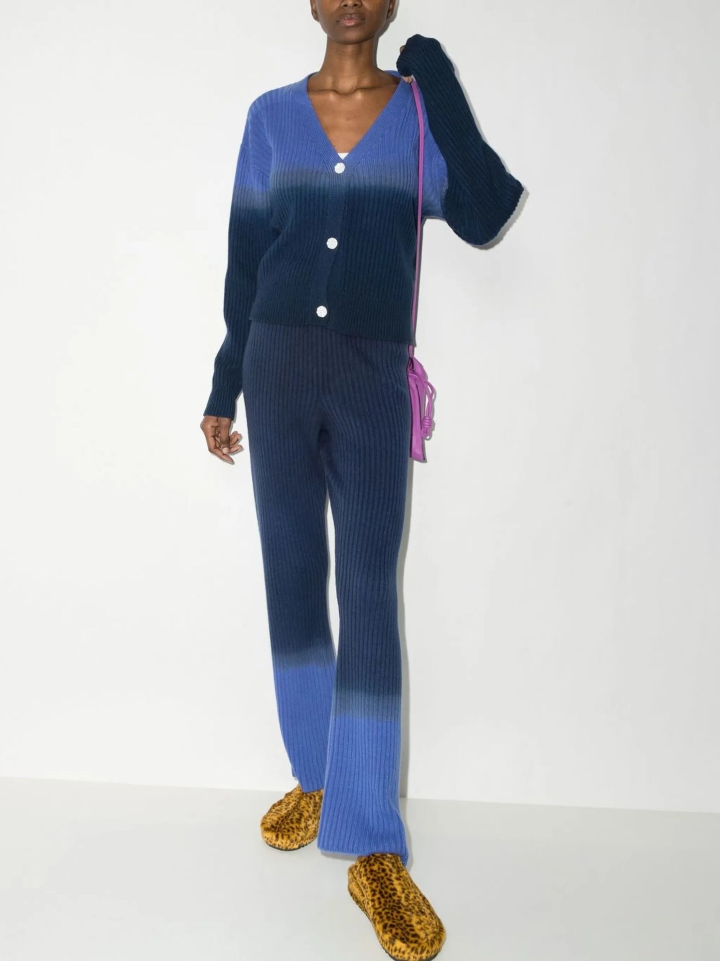 ombré ribbed cashmere trousers