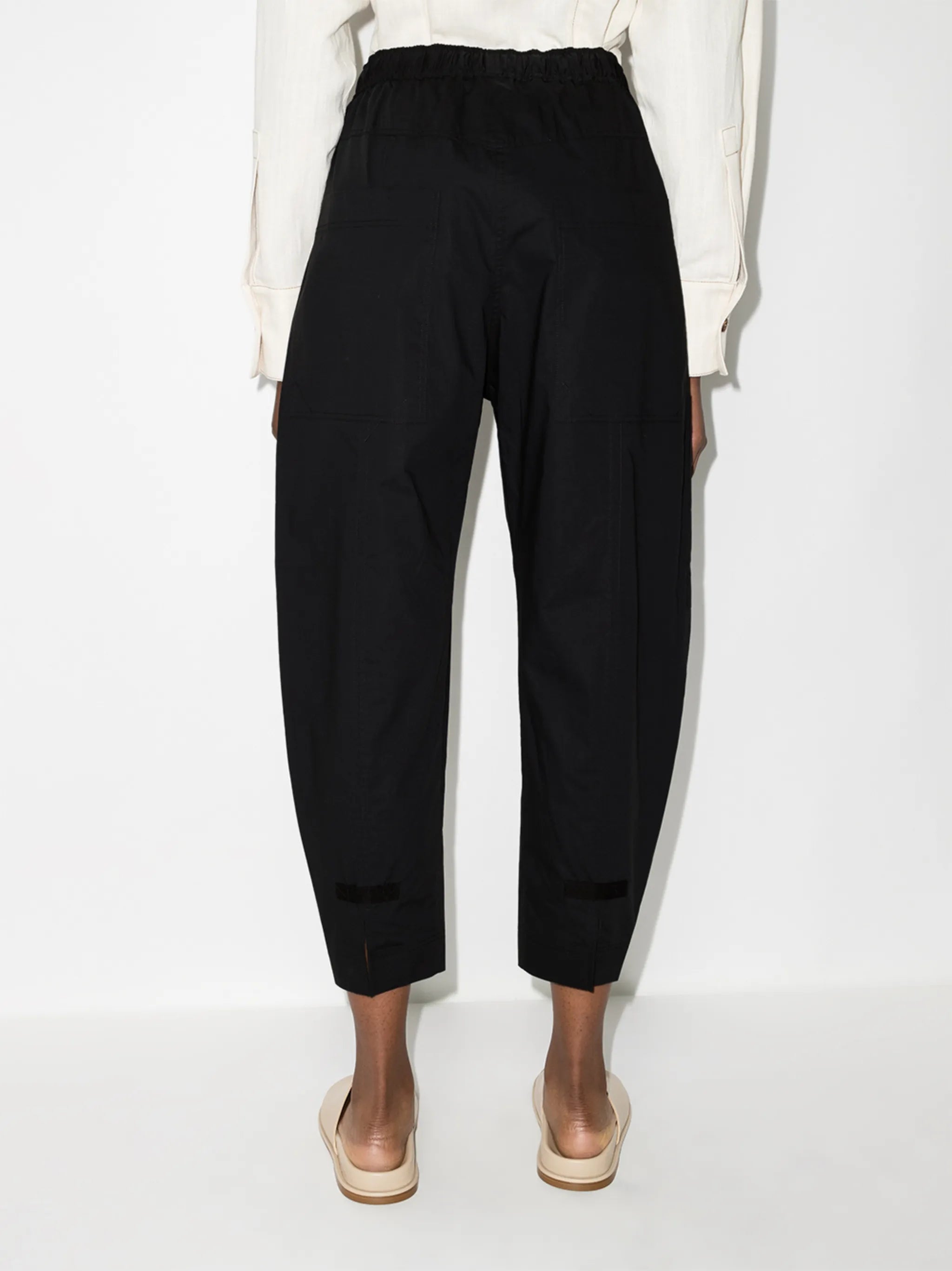 drawstring cropped cotton trousers
