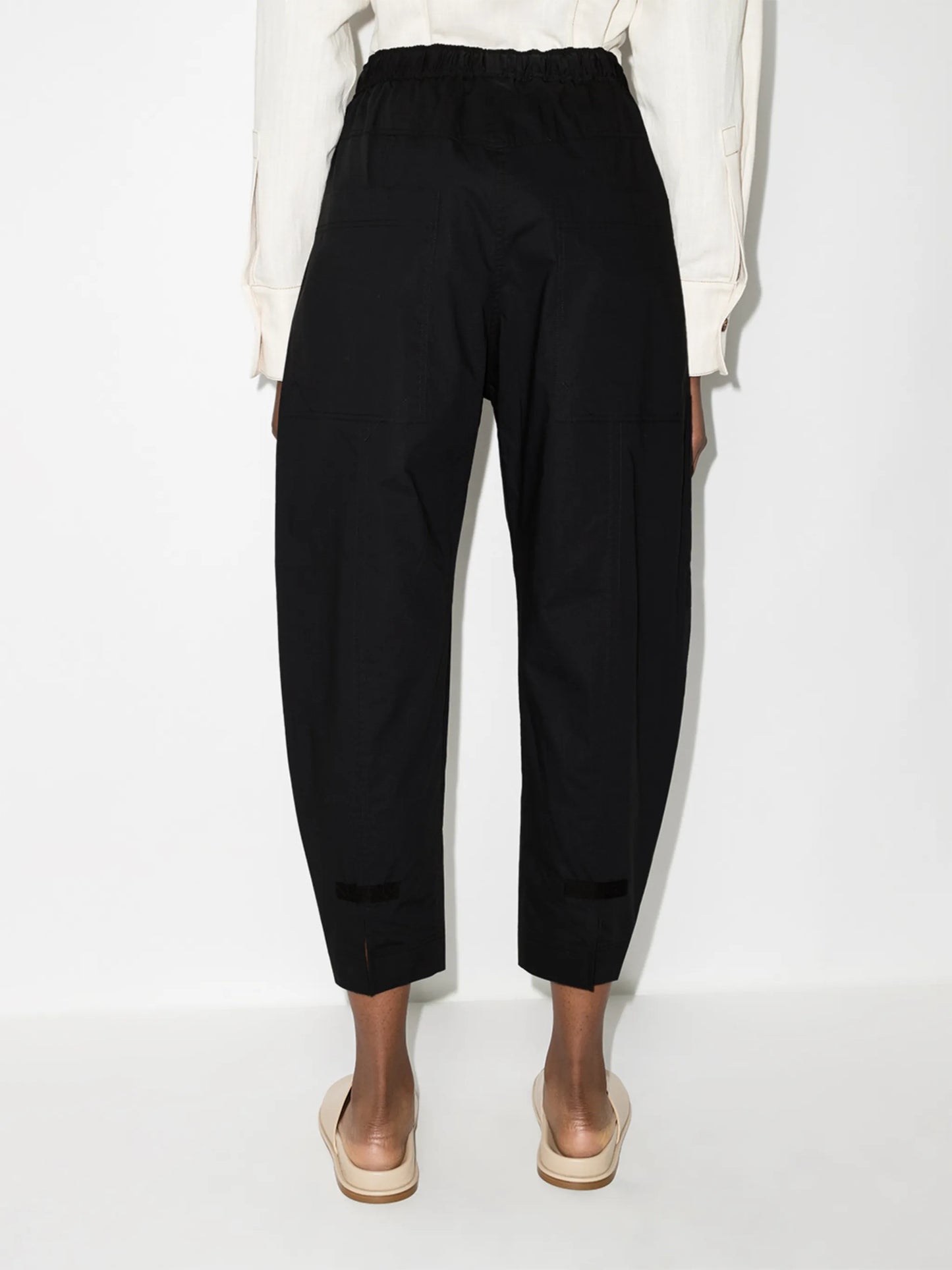 drawstring cropped cotton trousers