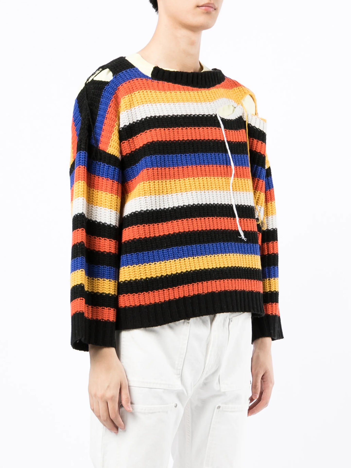ribbed-knit slashed jumper