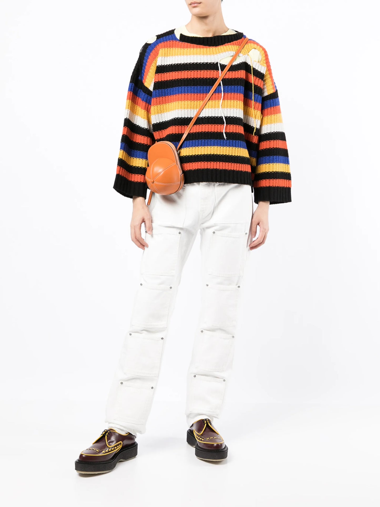 ribbed-knit slashed jumper