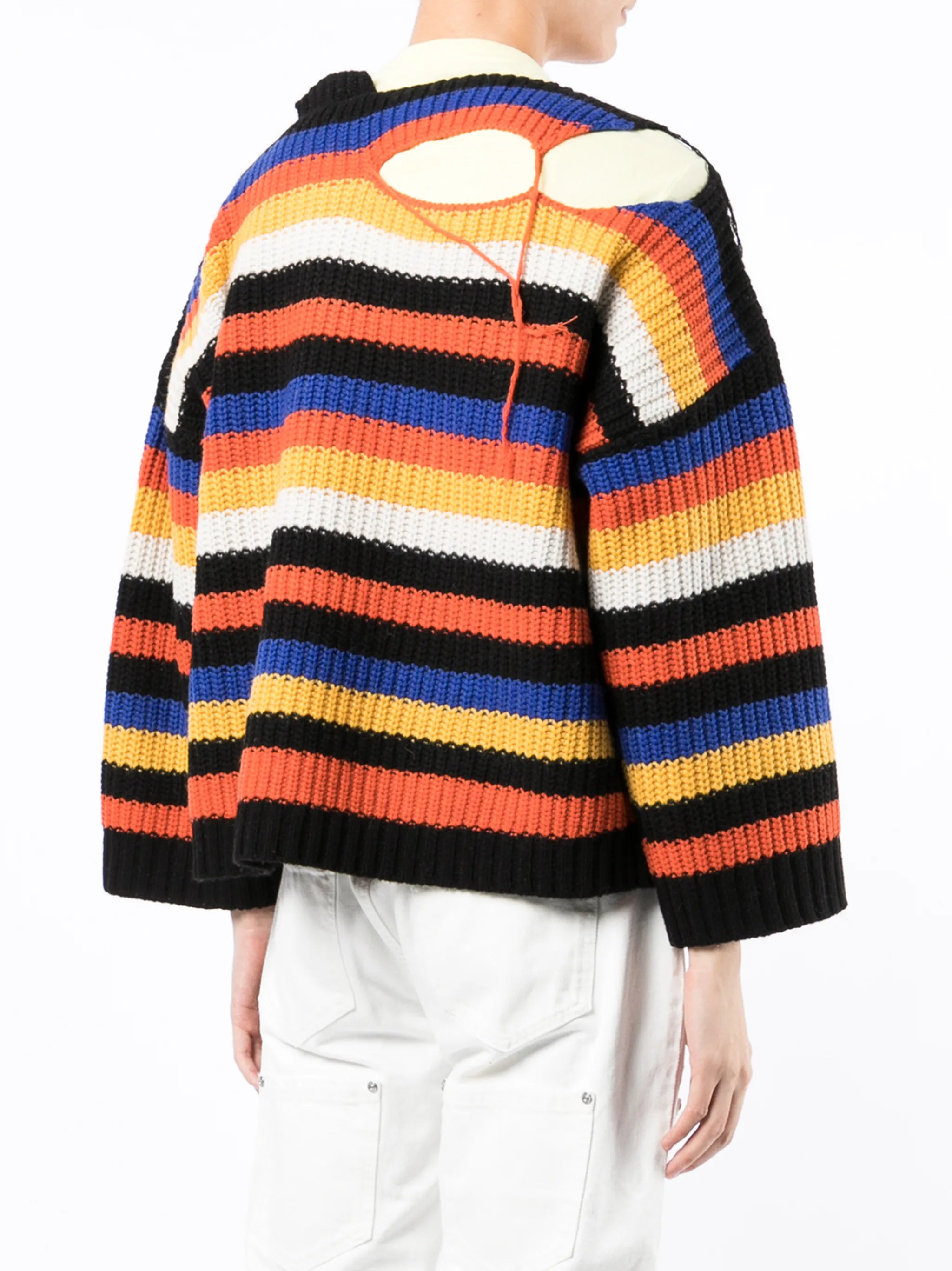 ribbed-knit slashed jumper