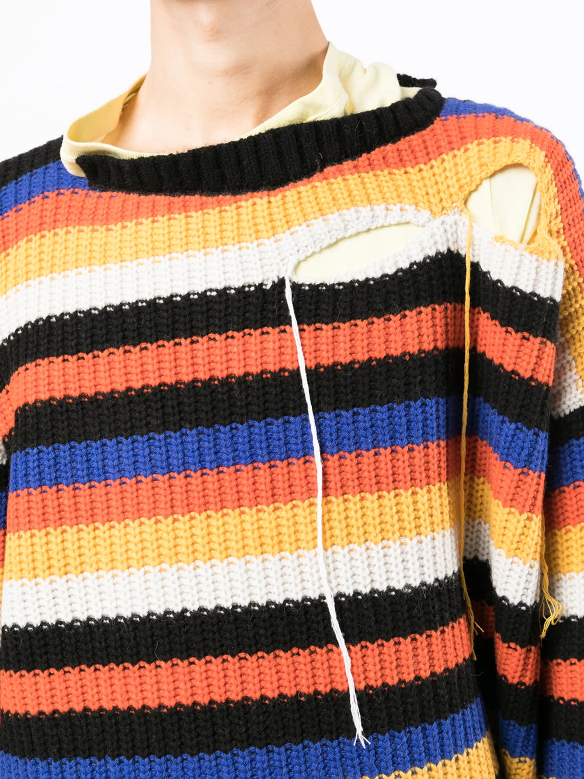 ribbed-knit slashed jumper