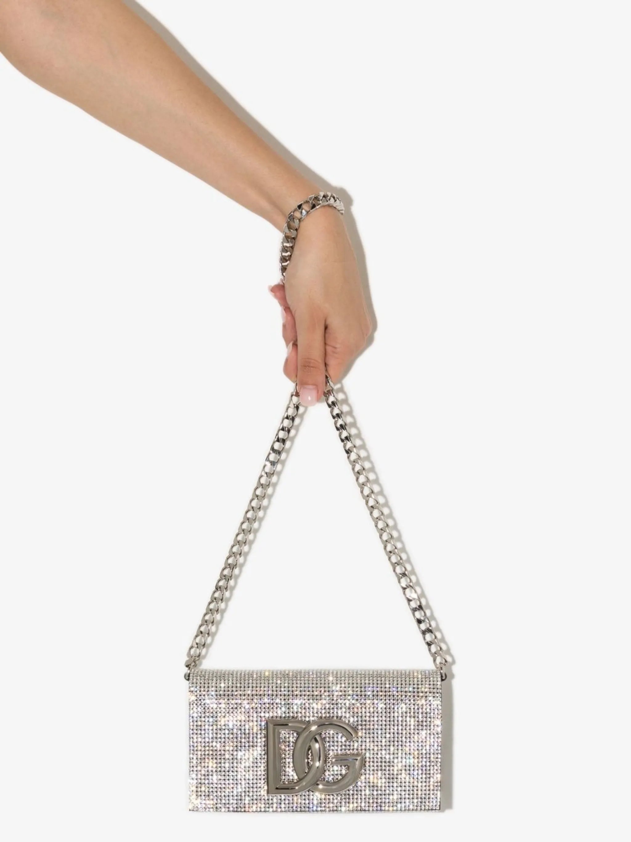 DG-logo mesh crystal shoulder bag