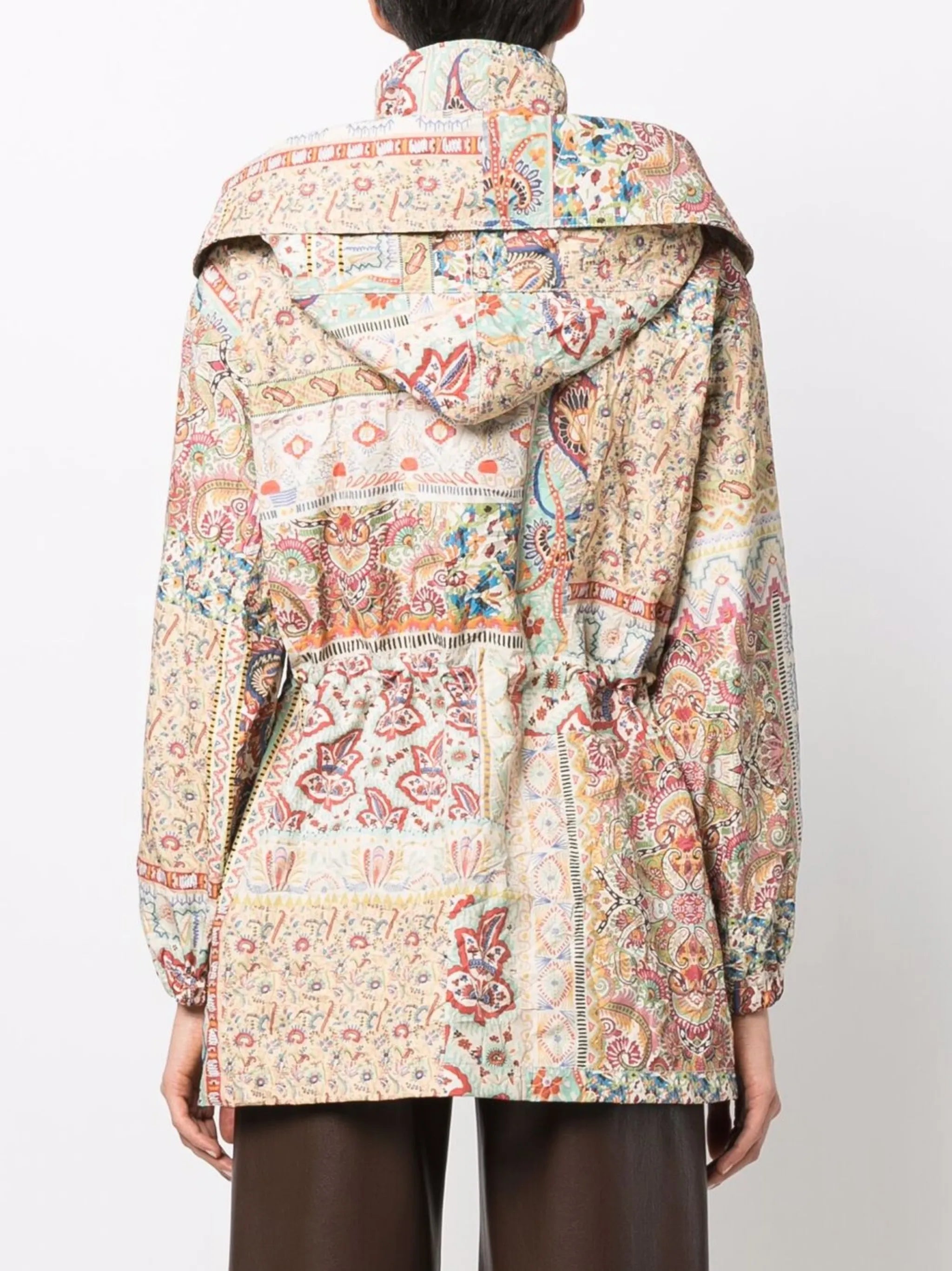 logo-print patchwork hooded jacket