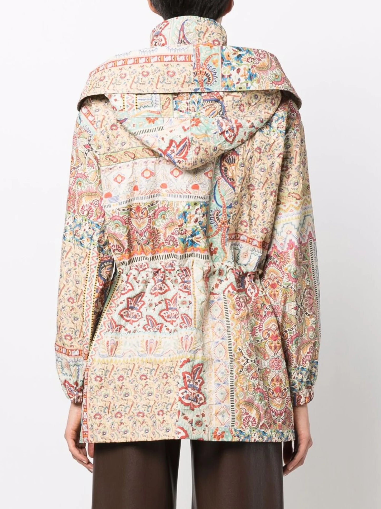 logo-print patchwork hooded jacket