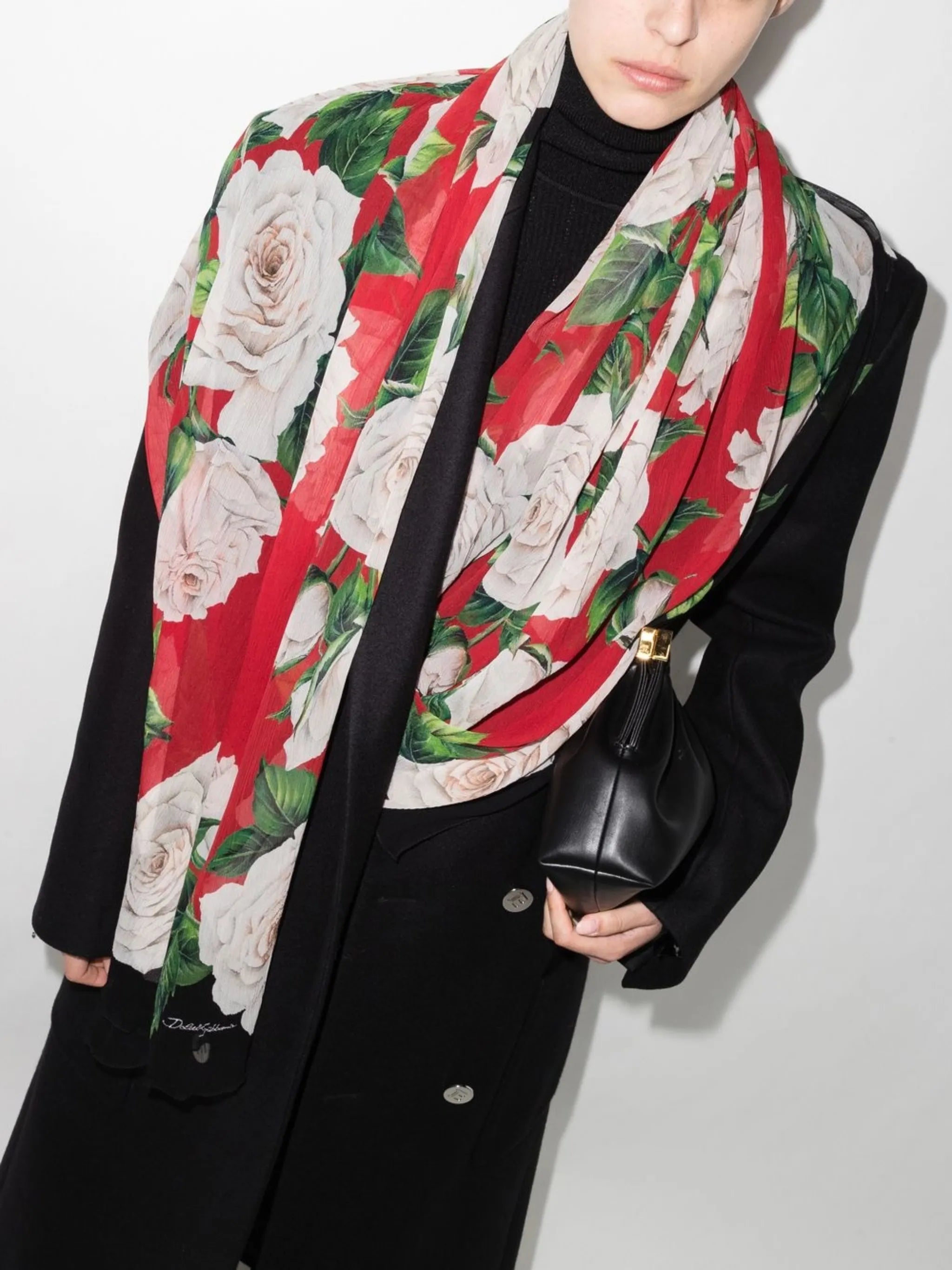 rose-print silk scarf