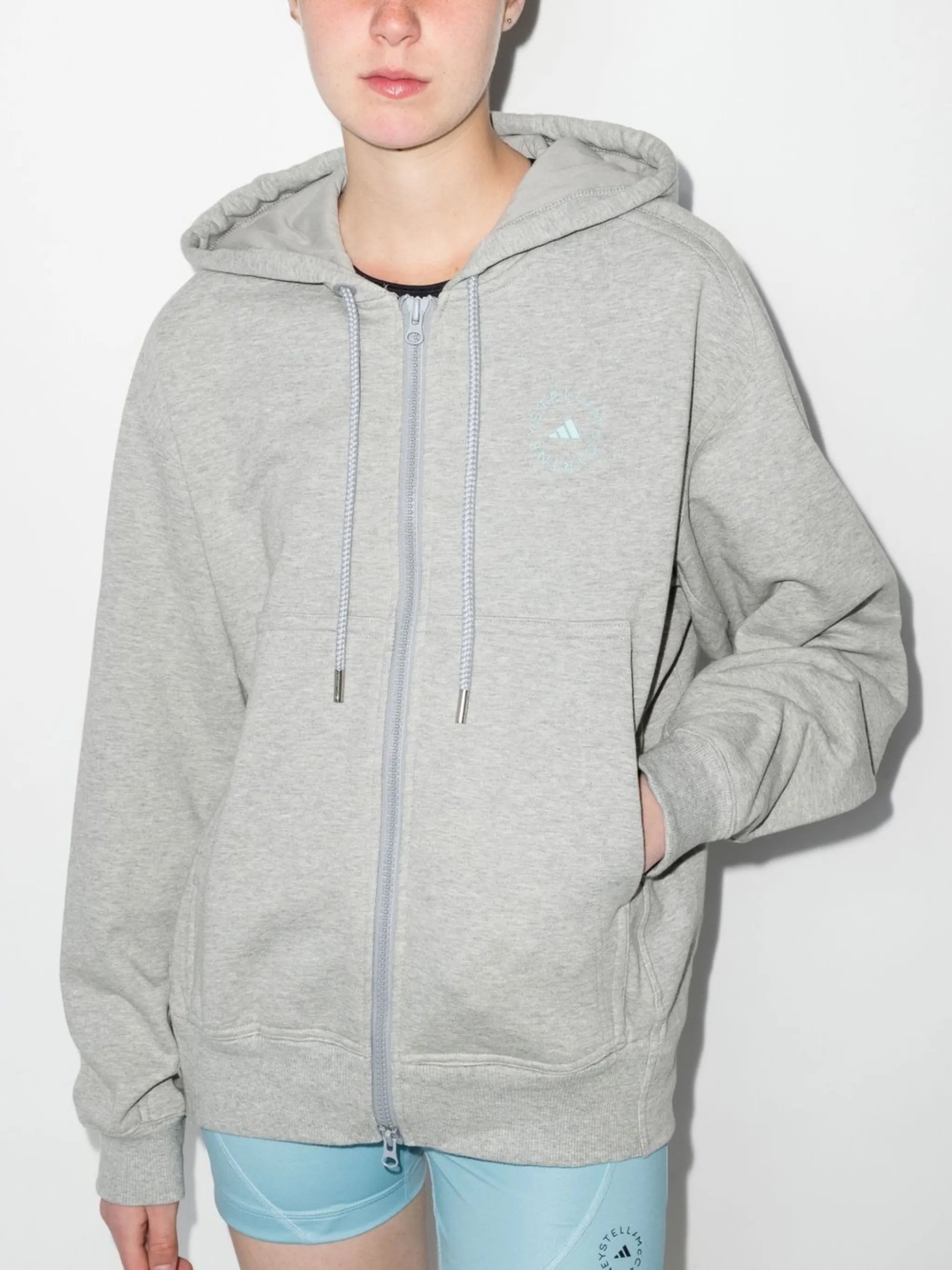 logo-print zip-up hoodie