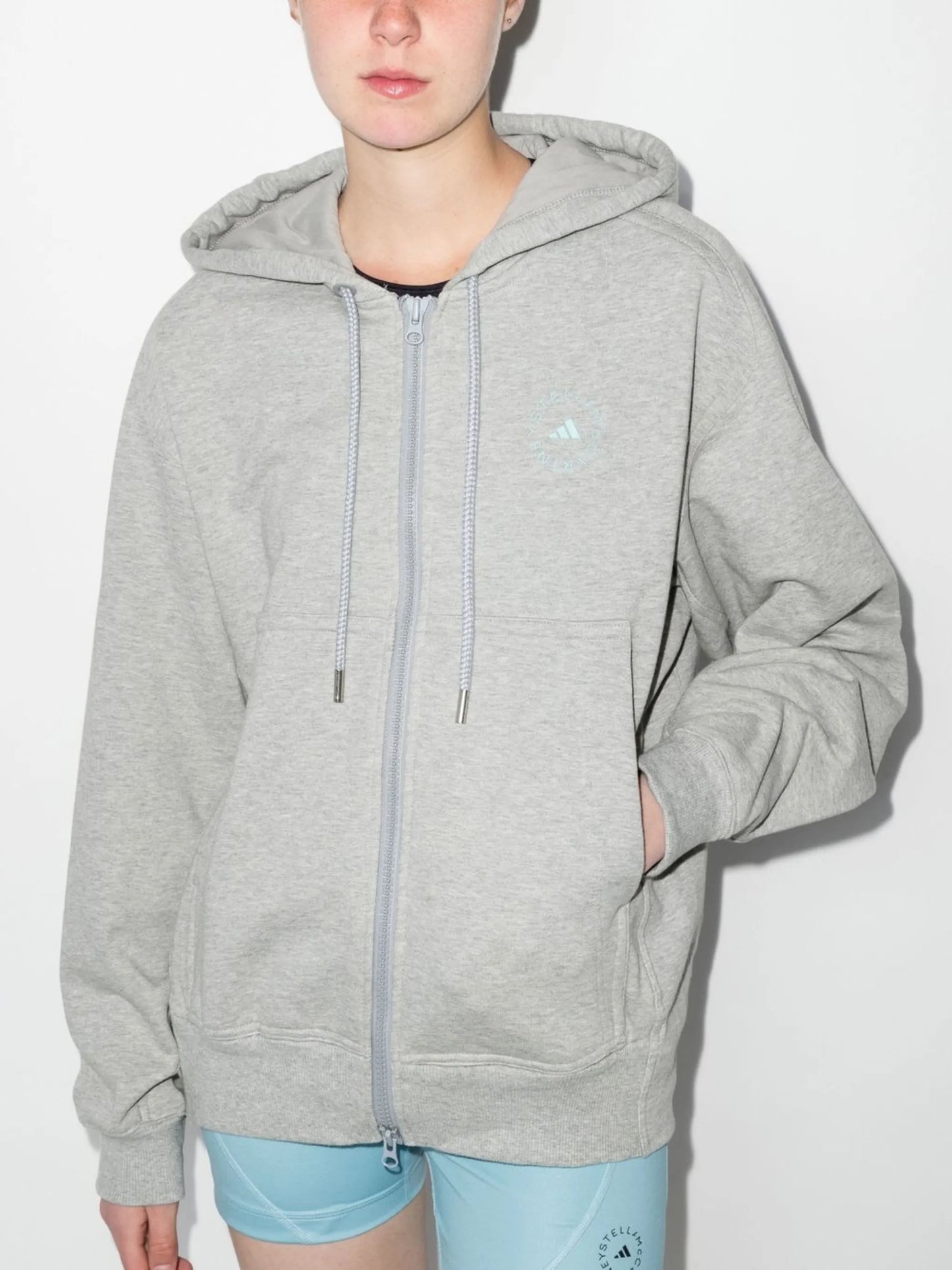 logo-print zip-up hoodie