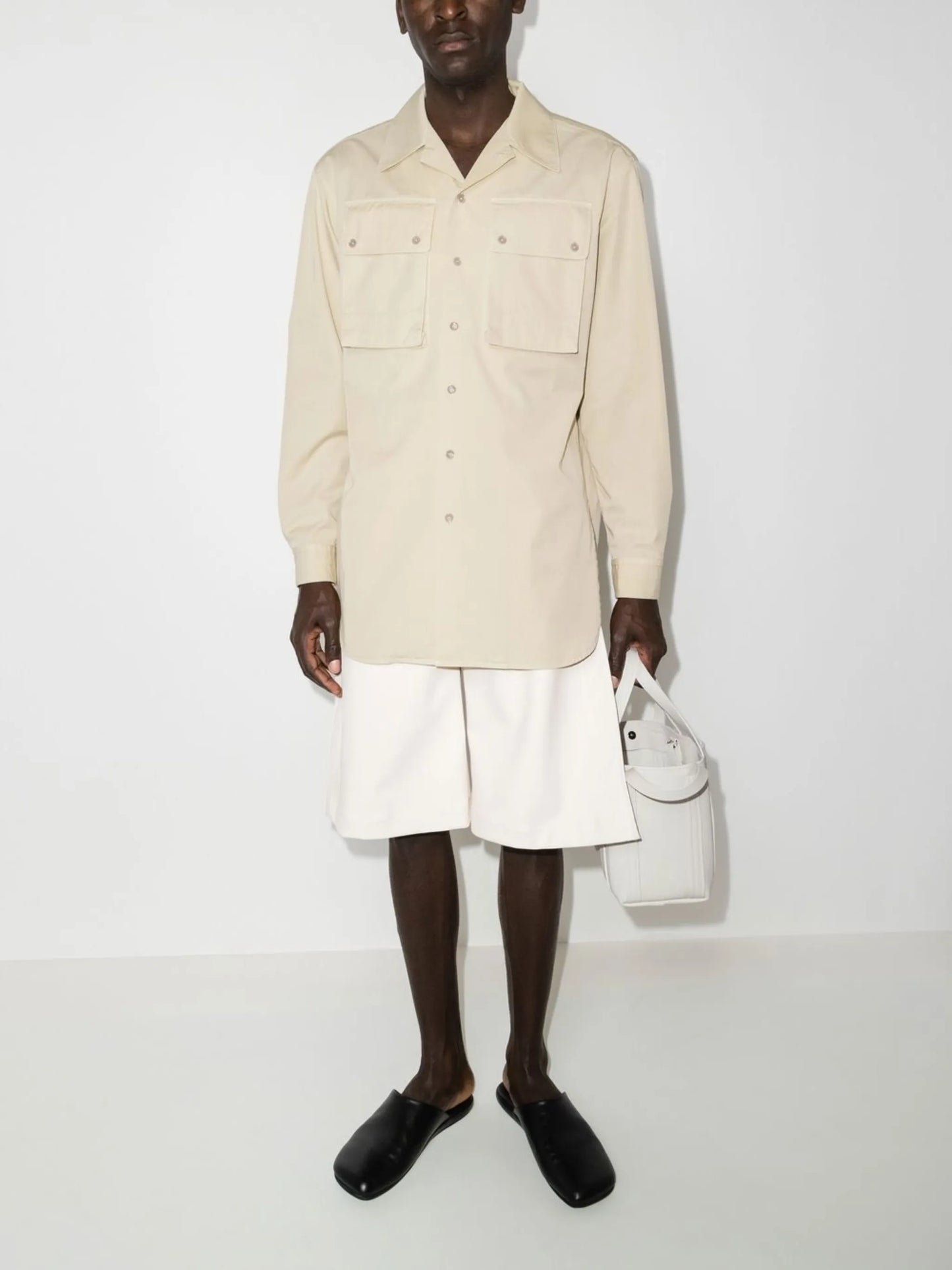 flap-pocket cotton shirt