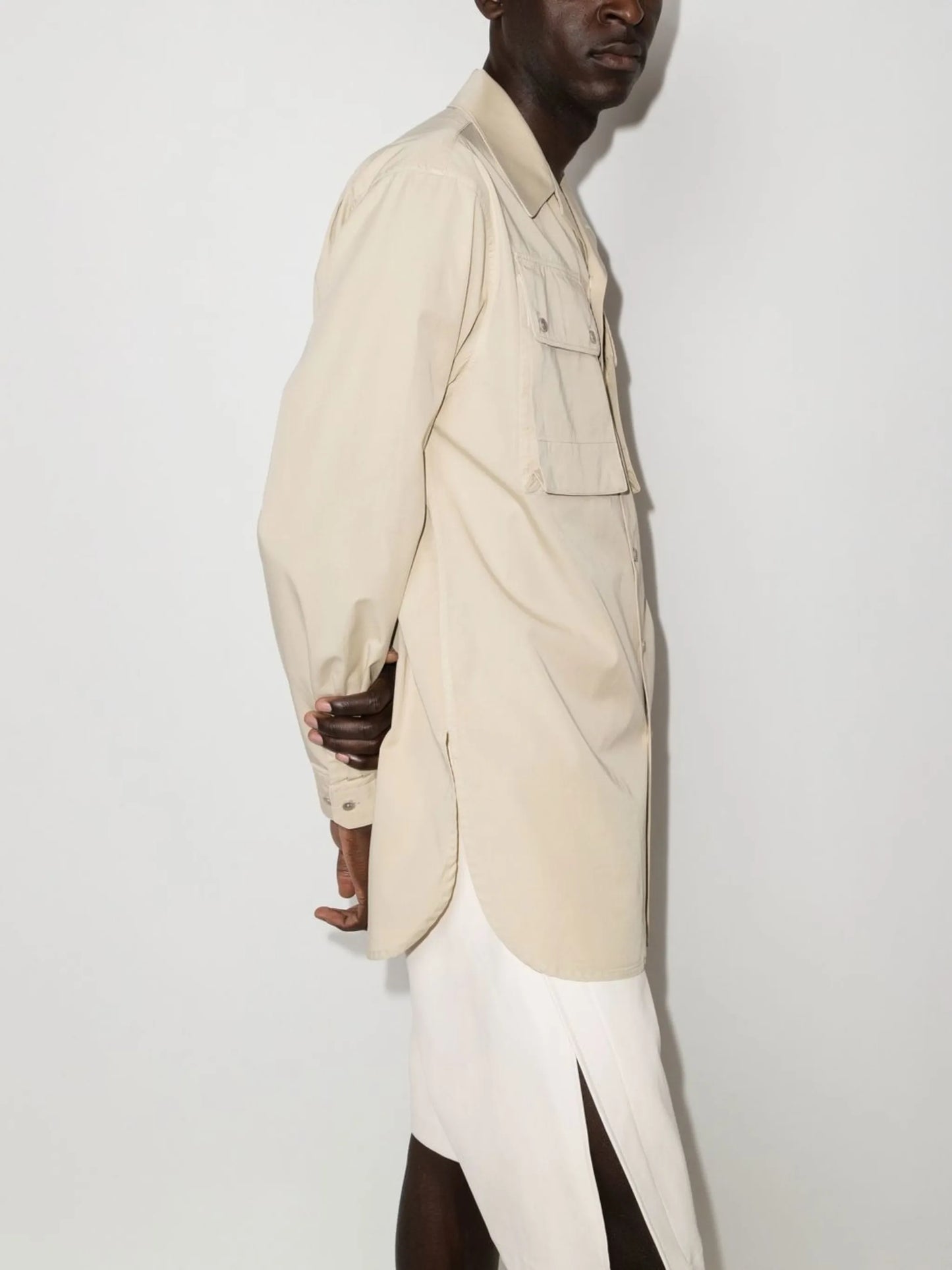 flap-pocket cotton shirt