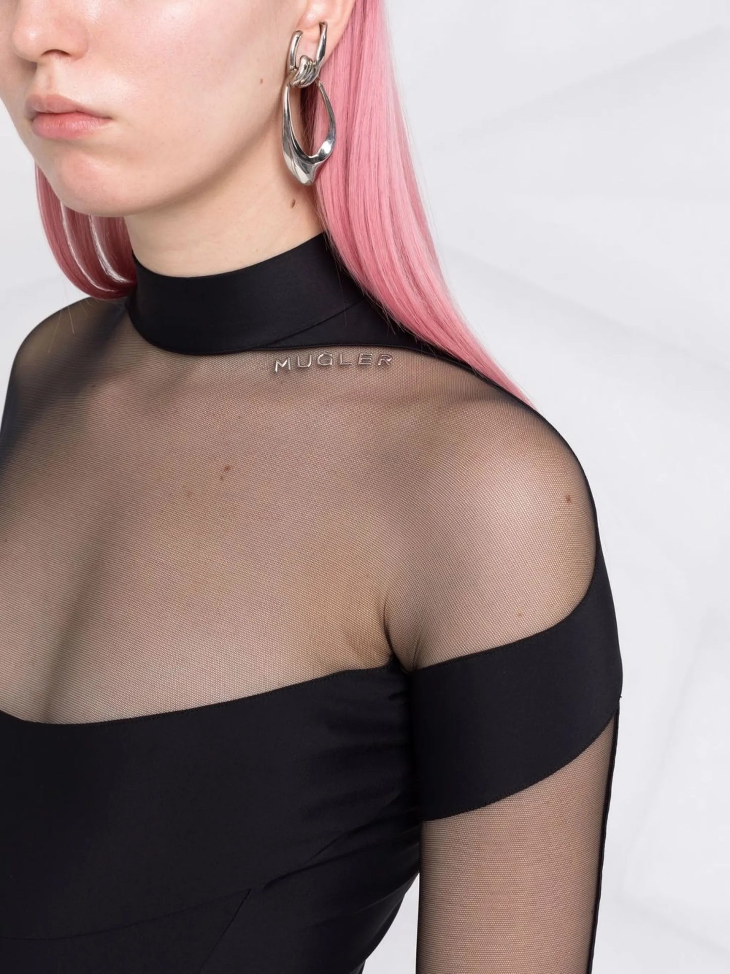 illusion-neck panelled bodysuit