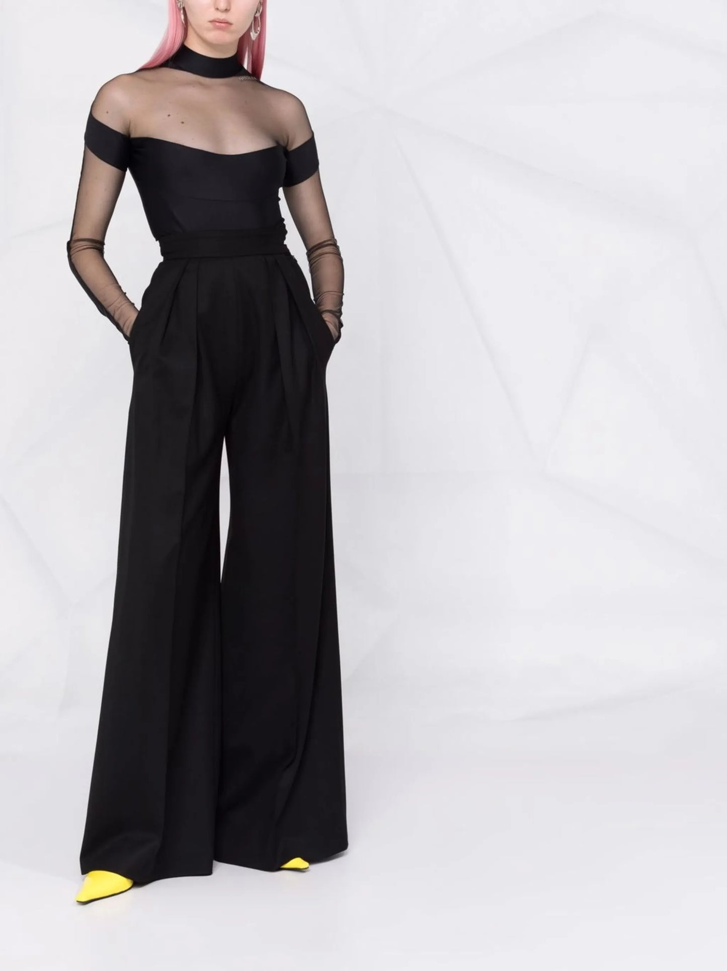 illusion-neck panelled bodysuit