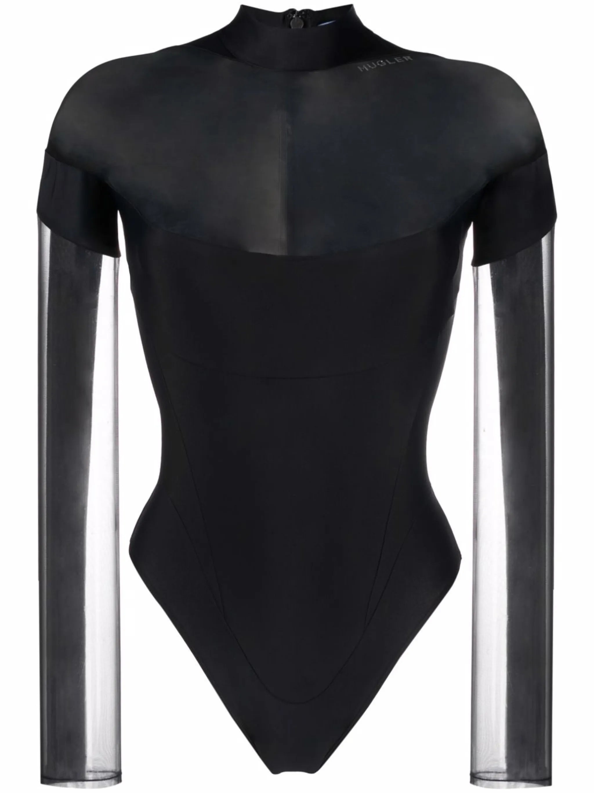 illusion-neck panelled bodysuit