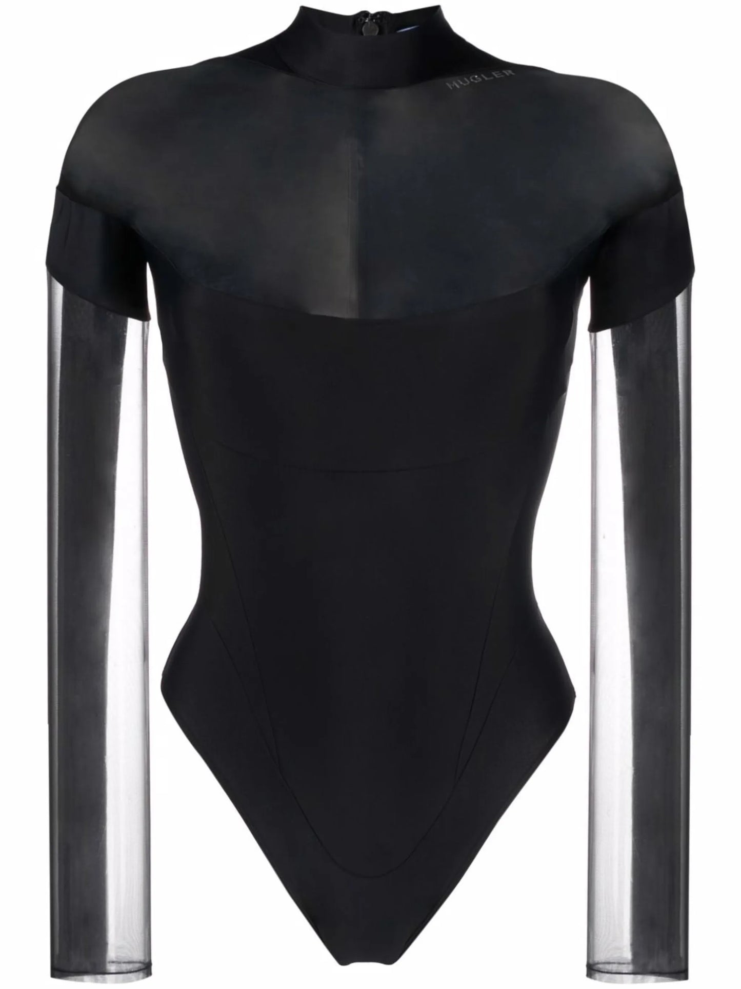 illusion-neck panelled bodysuit