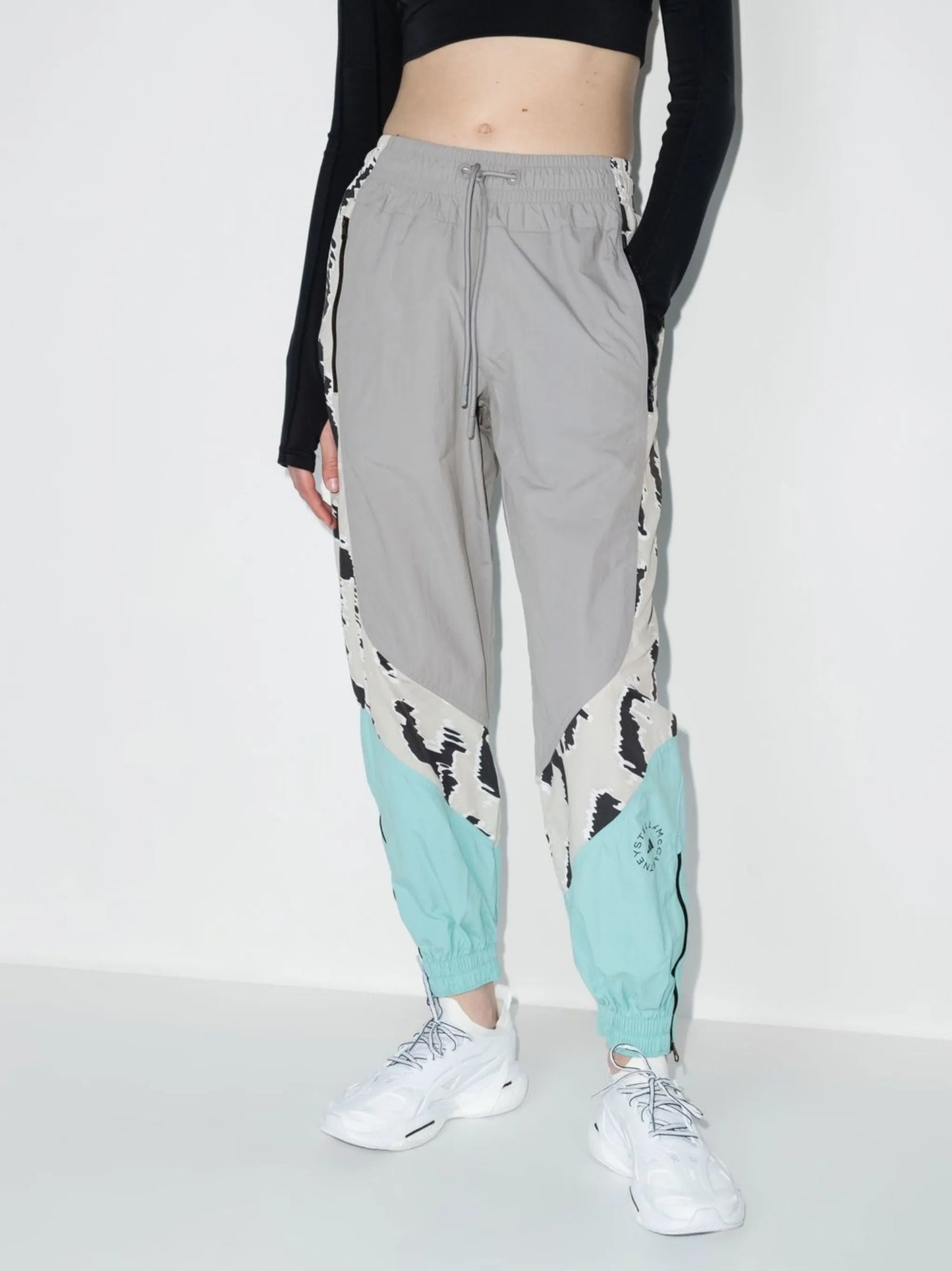 graphic-print cropped track pants