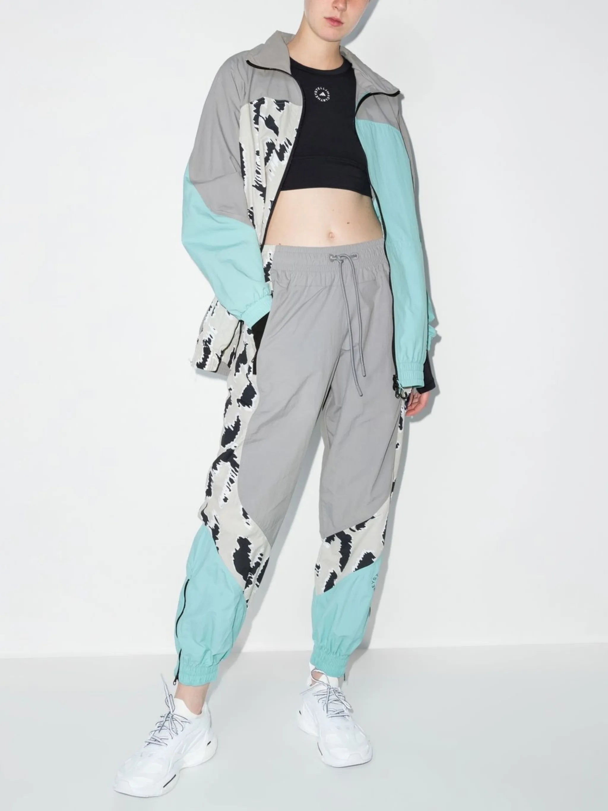 graphic-print cropped track pants
