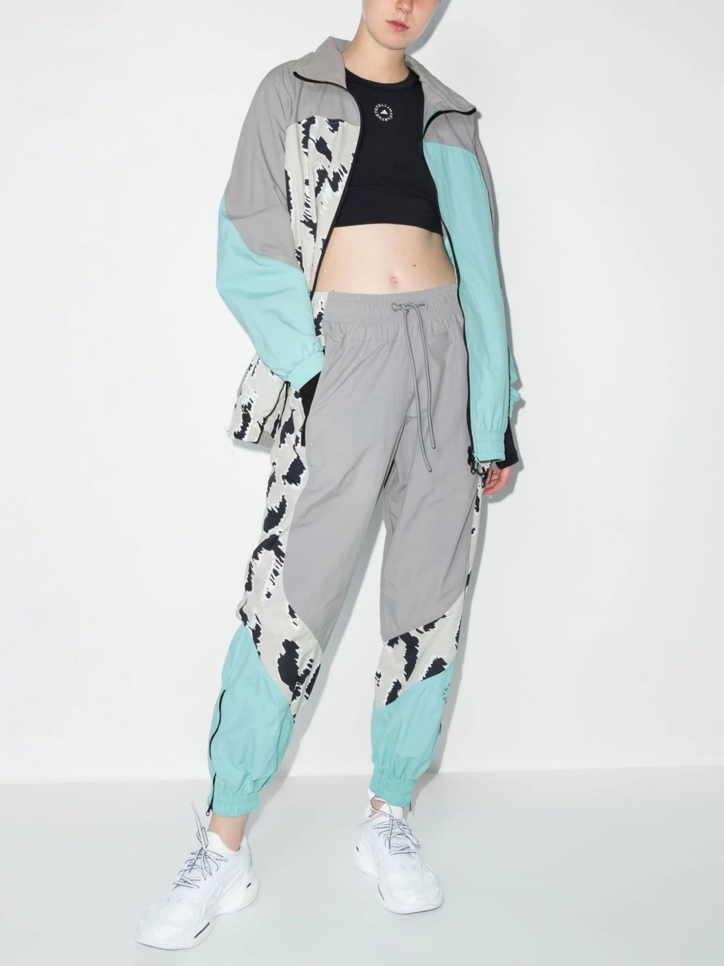 graphic-print cropped track pants