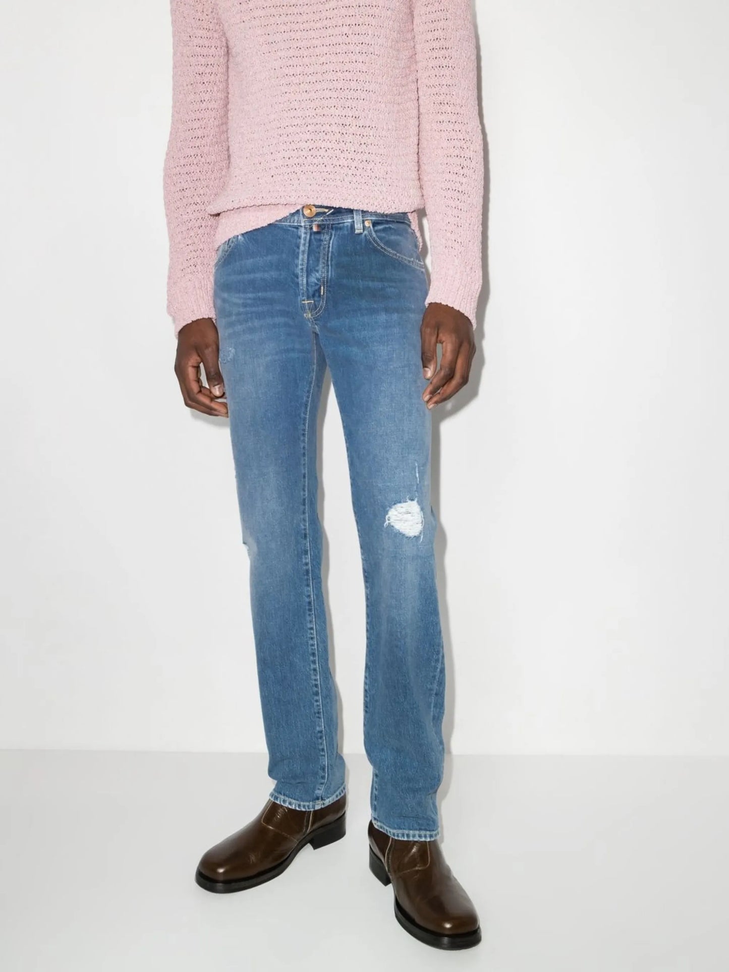 Nick distressed straight-leg jeans