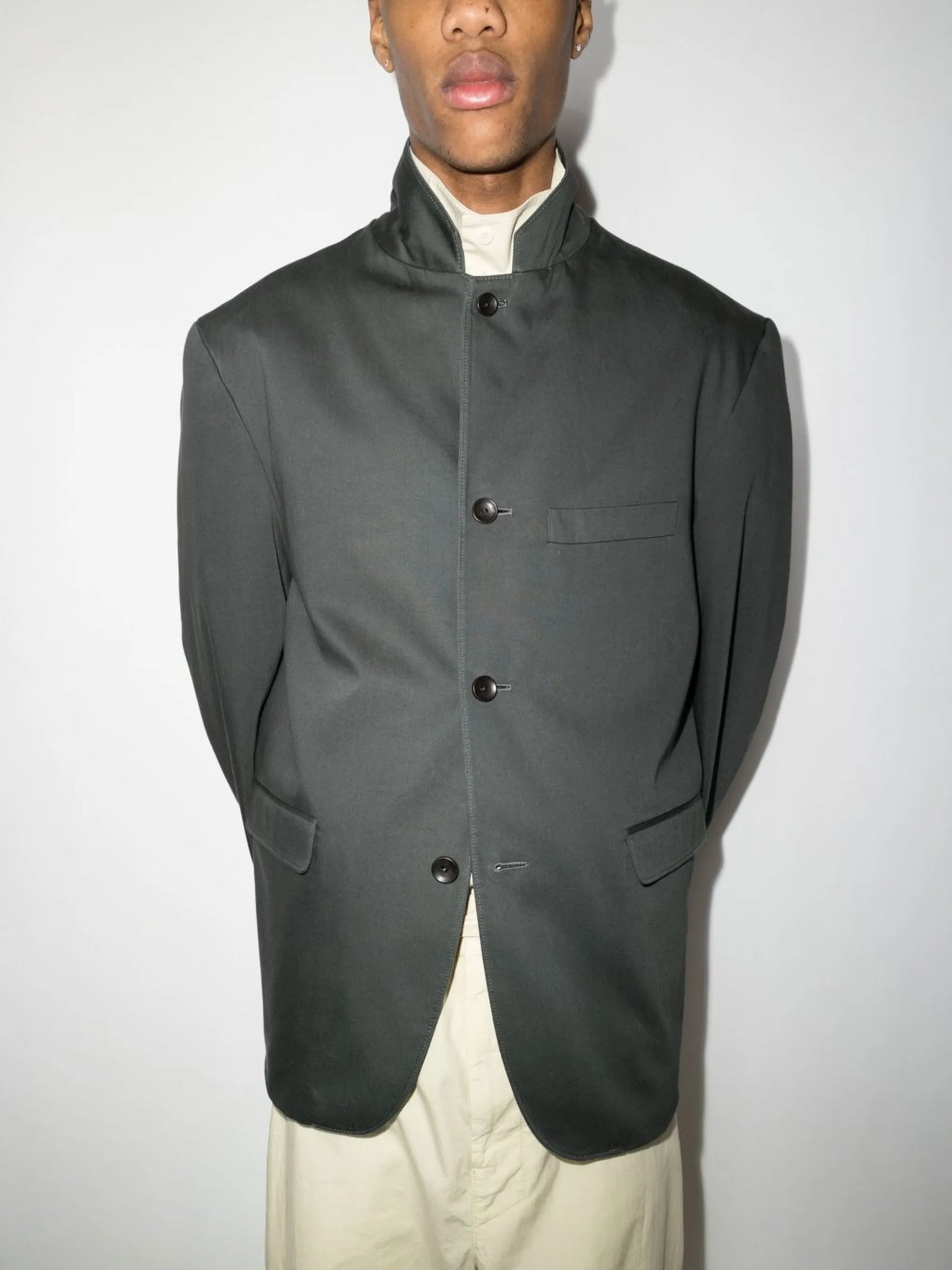 single-breasted cotton blazer