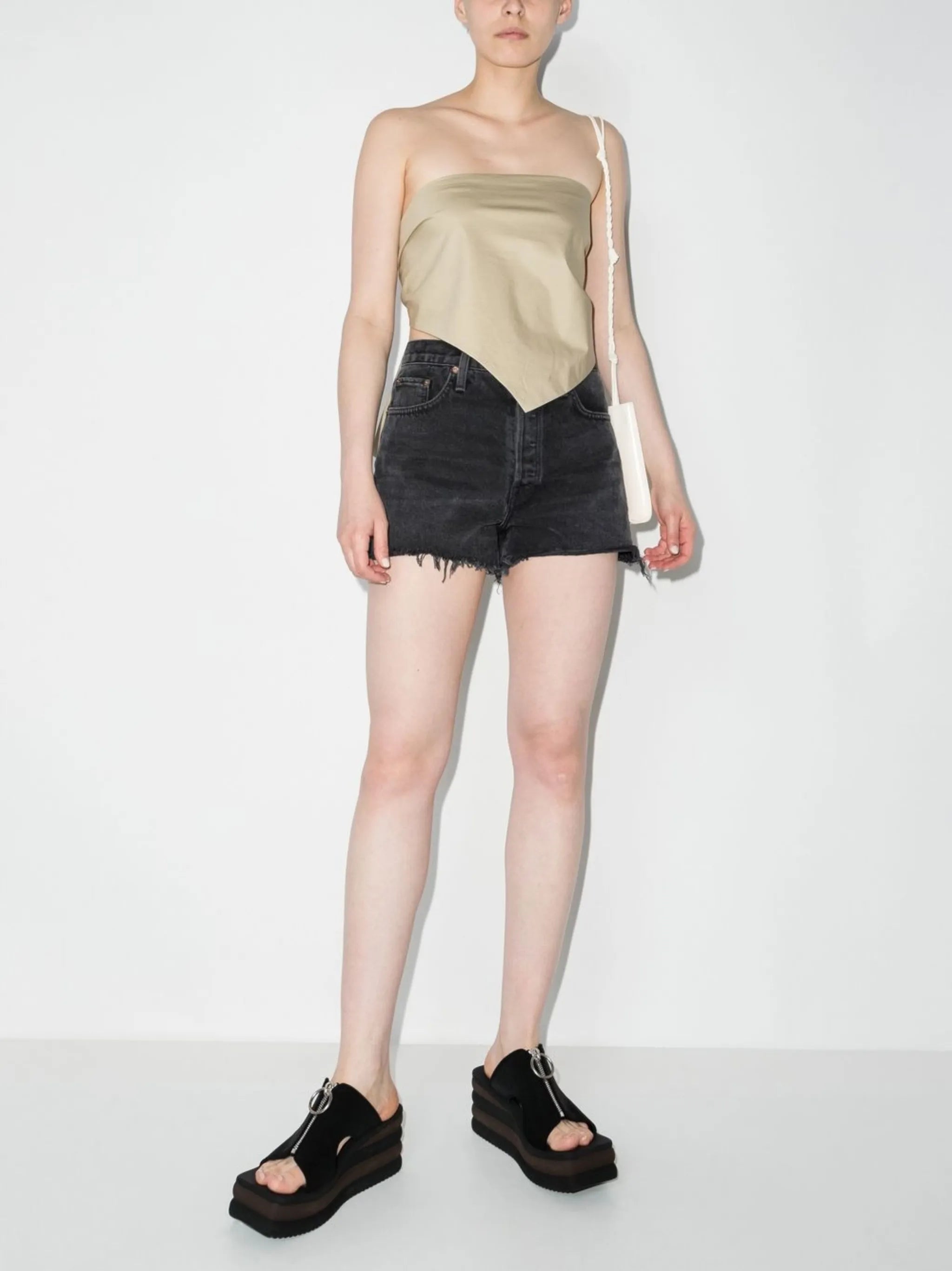 high-rise denim shorts