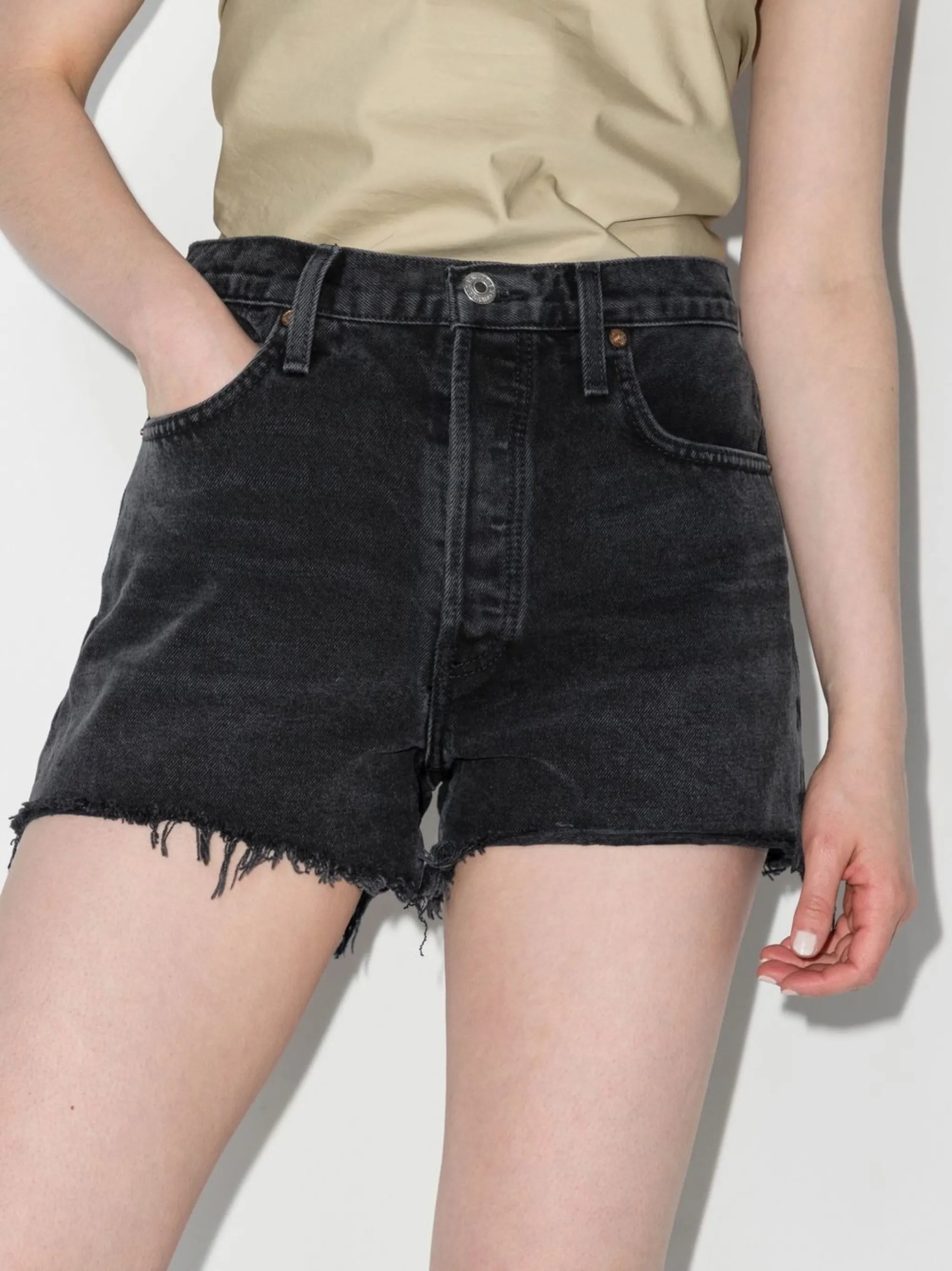 high-rise denim shorts