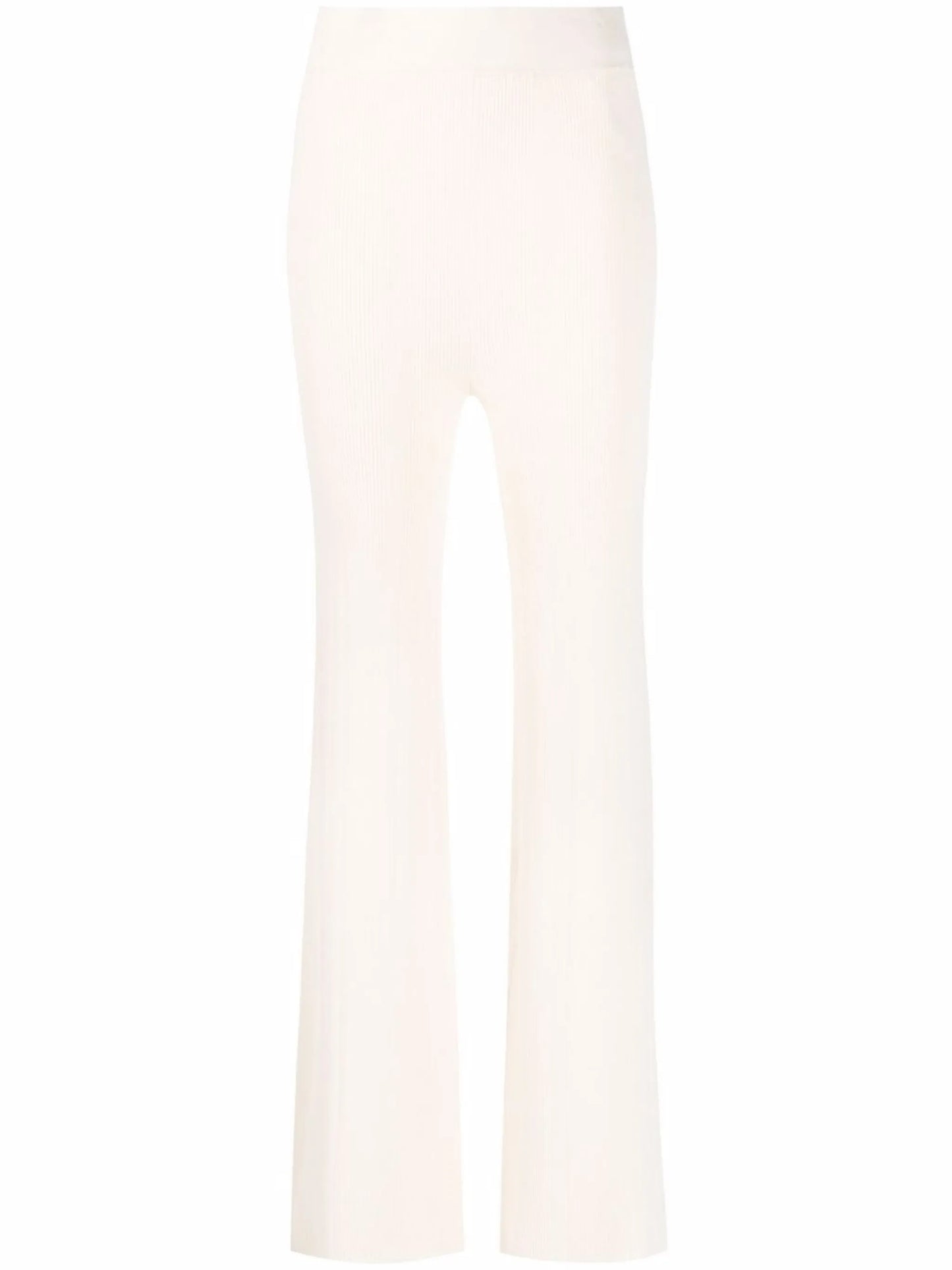 fine-ribbed flared trousers