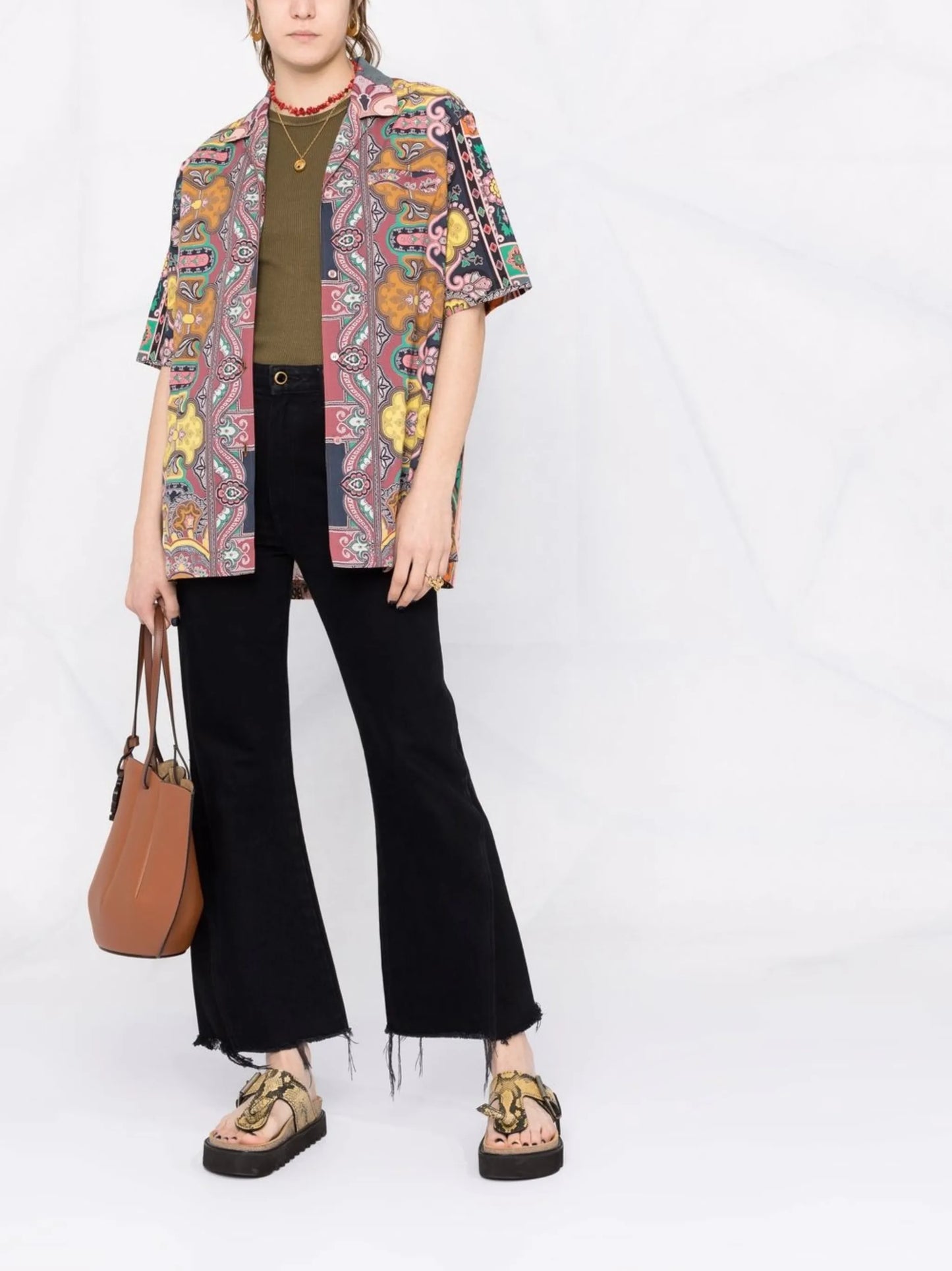 paisley pattern camp collar shirt