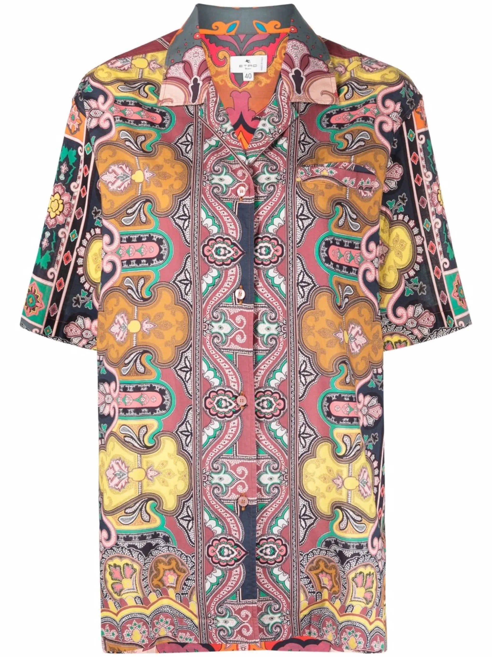 paisley pattern camp collar shirt