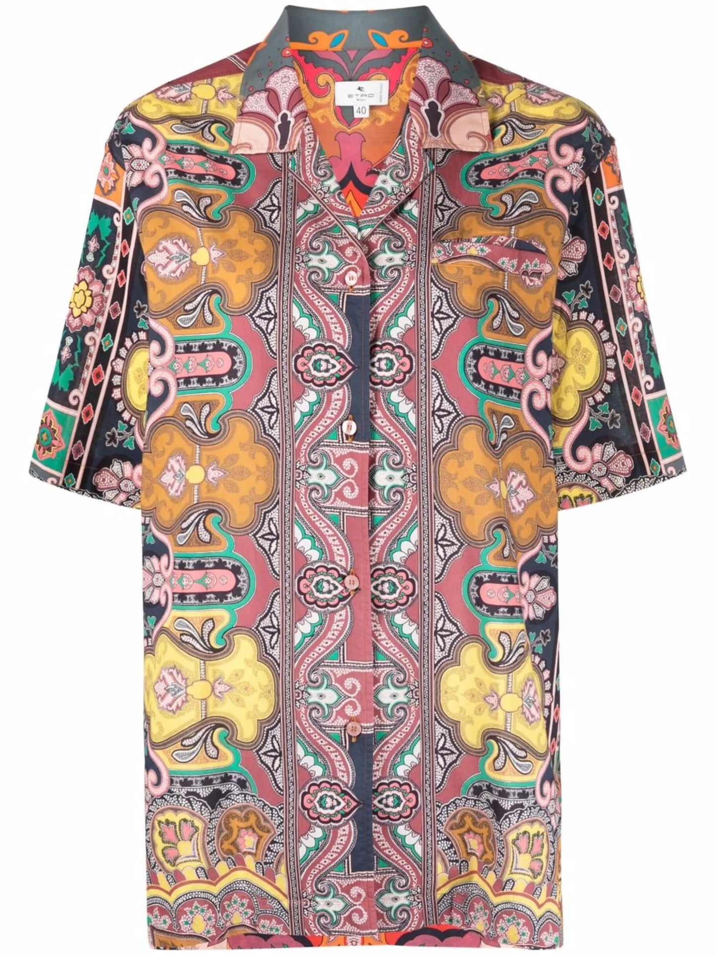 paisley pattern camp collar shirt