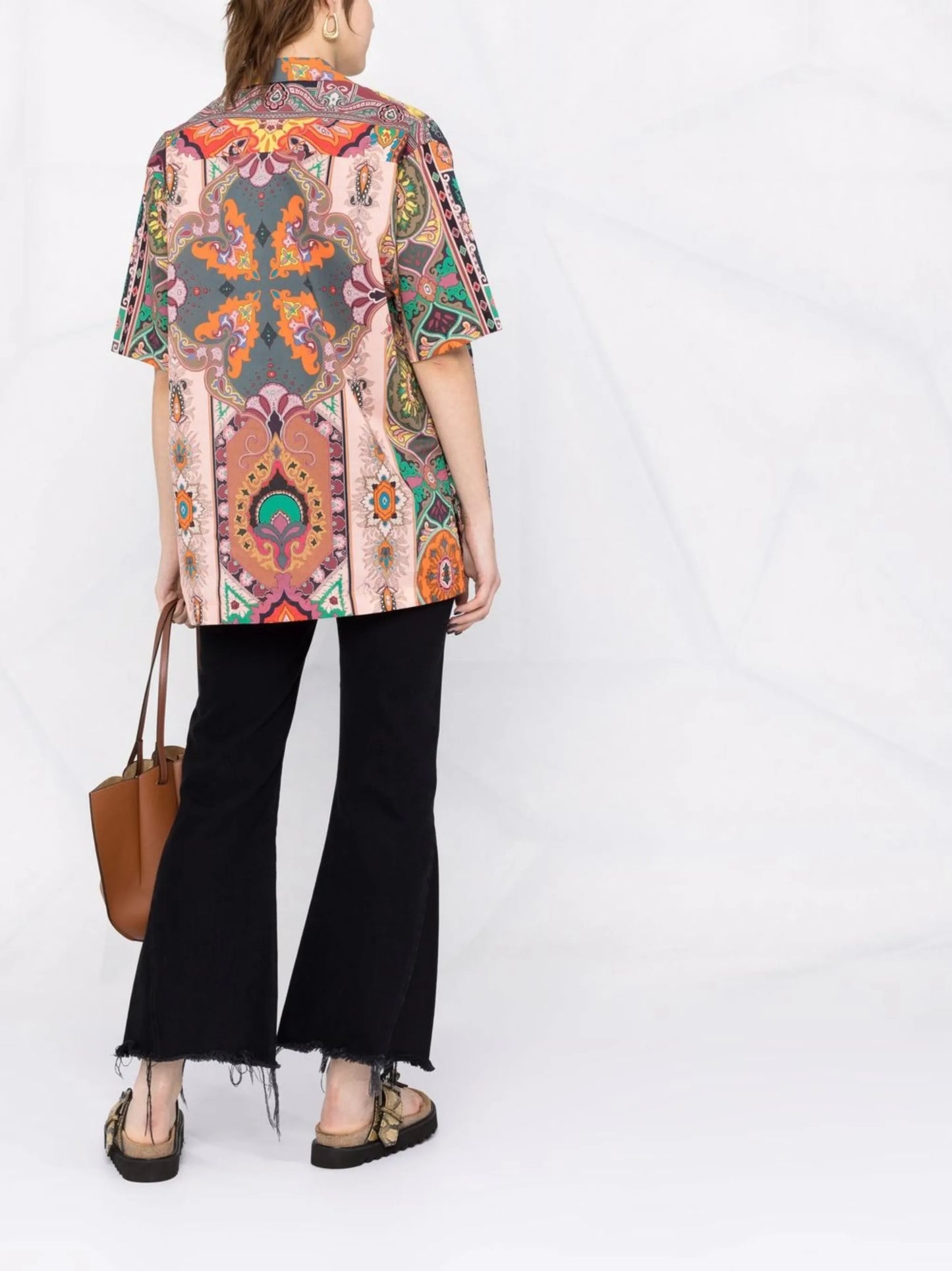 paisley pattern camp collar shirt