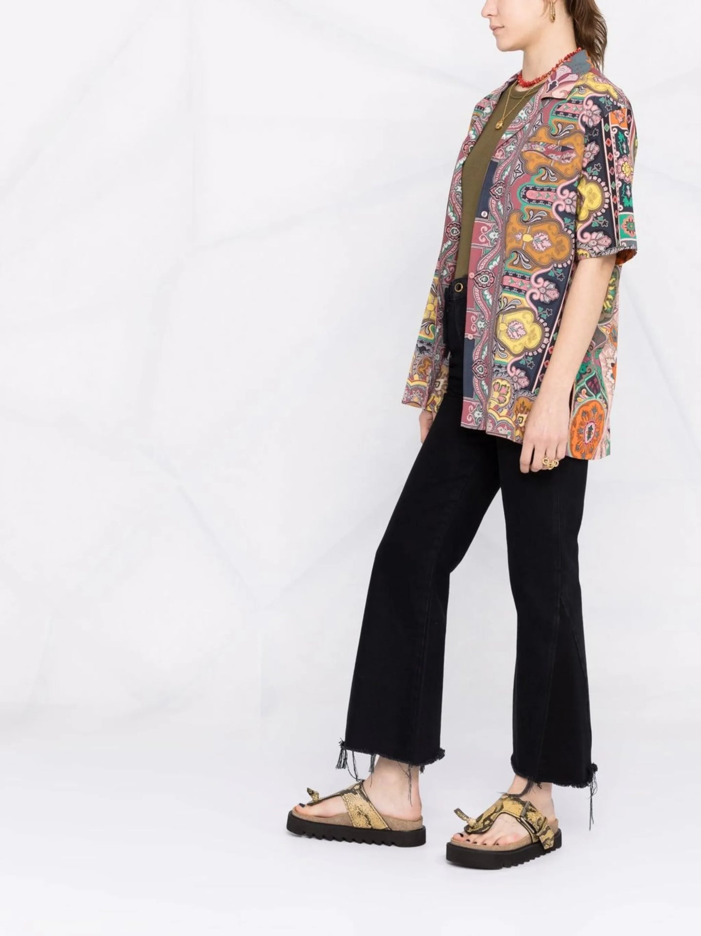 paisley pattern camp collar shirt