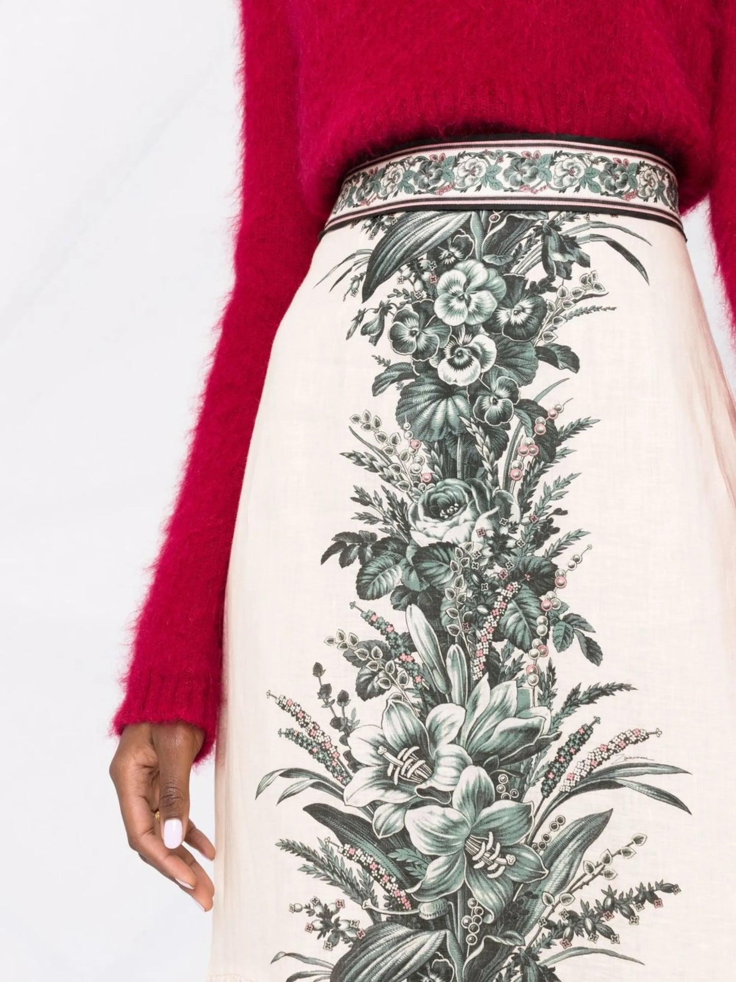 Moonshine frill-hem midi skirt