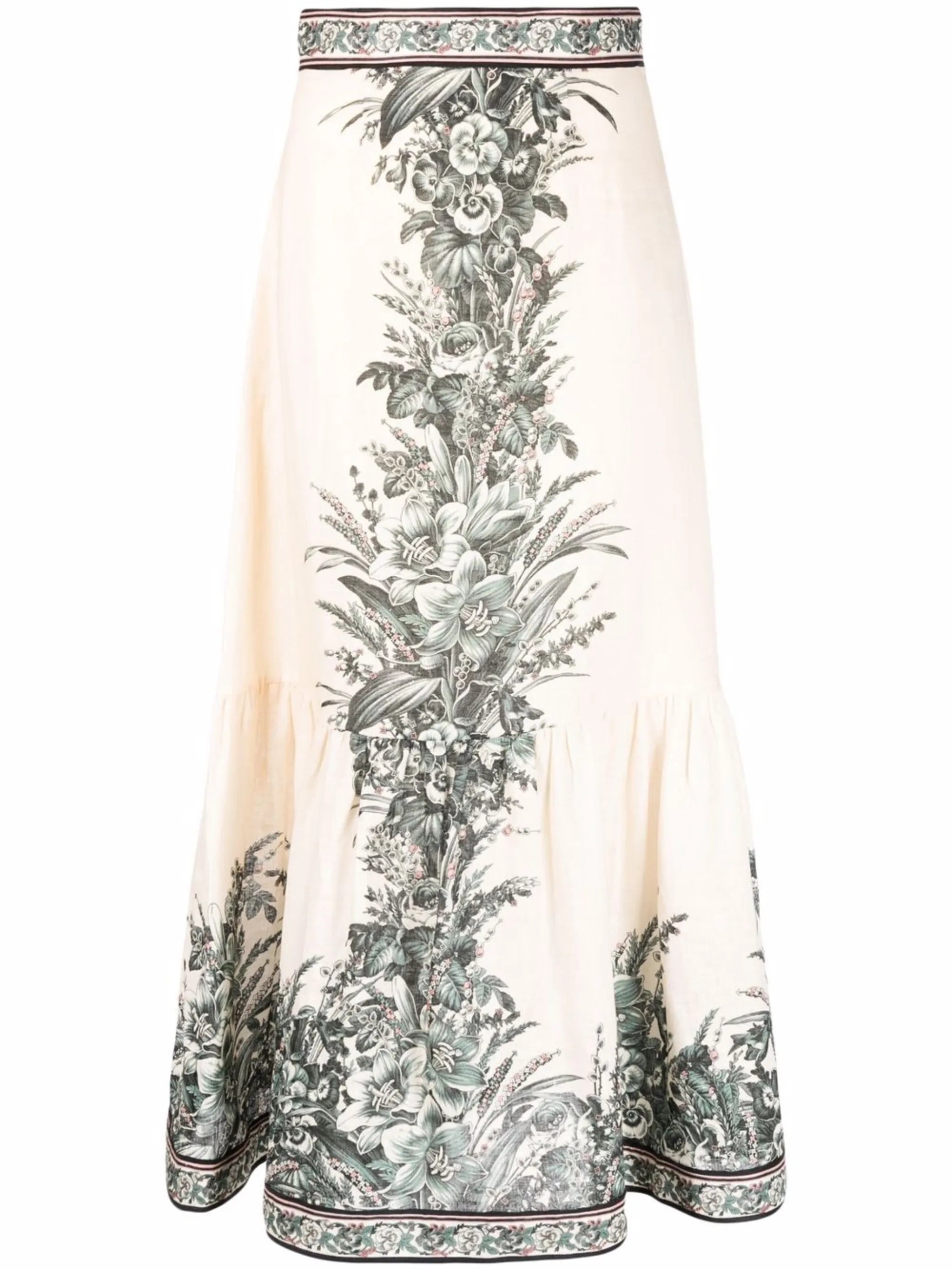 Moonshine frill-hem midi skirt
