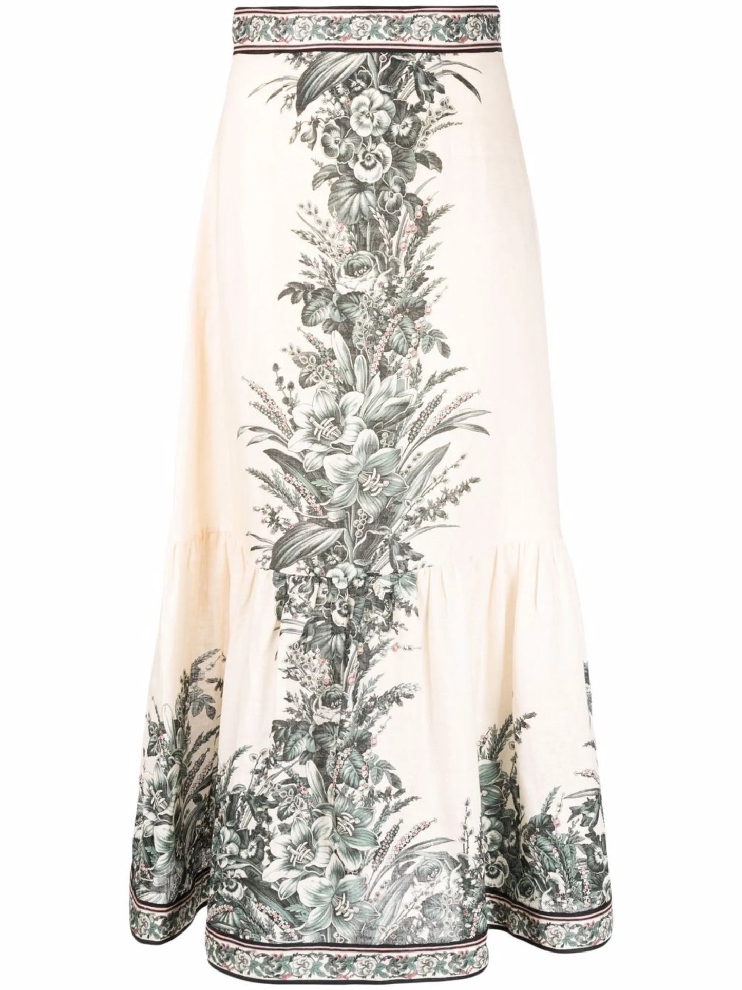 Moonshine frill-hem midi skirt
