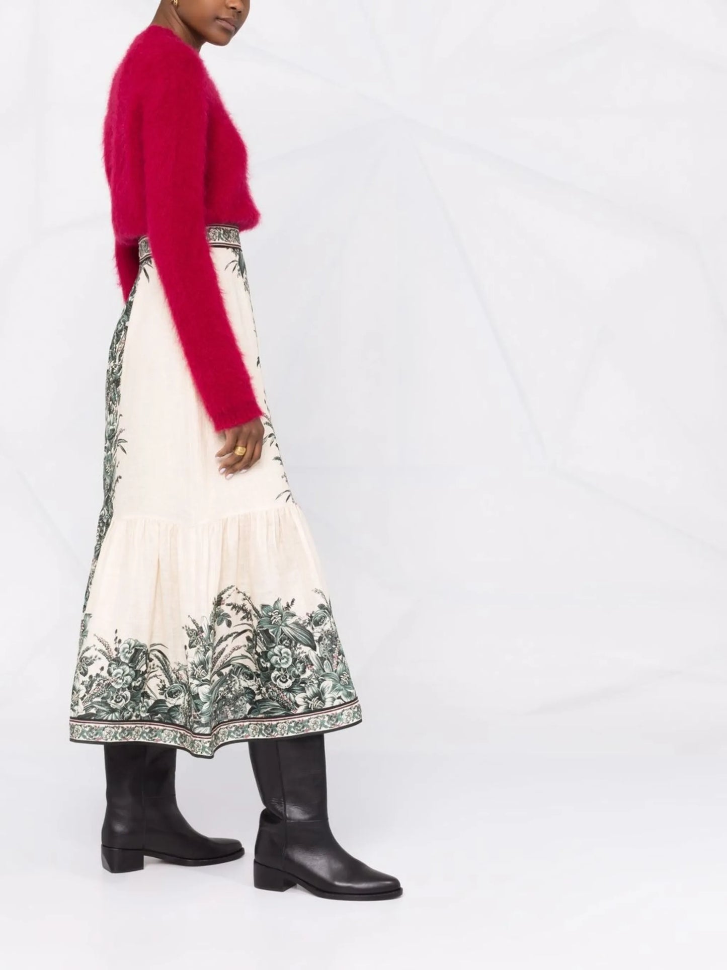 Moonshine frill-hem midi skirt