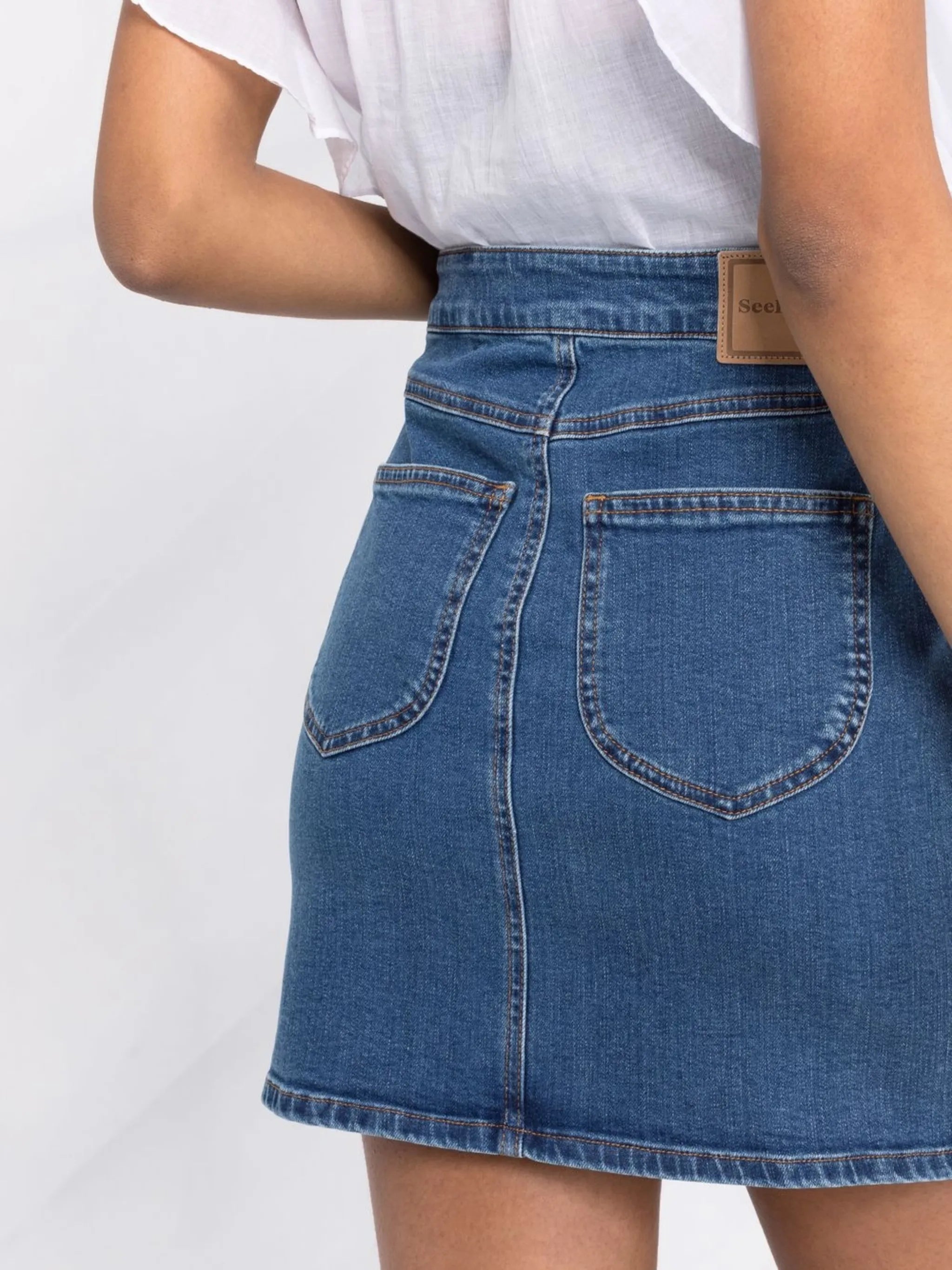 lace-up denim skirt
