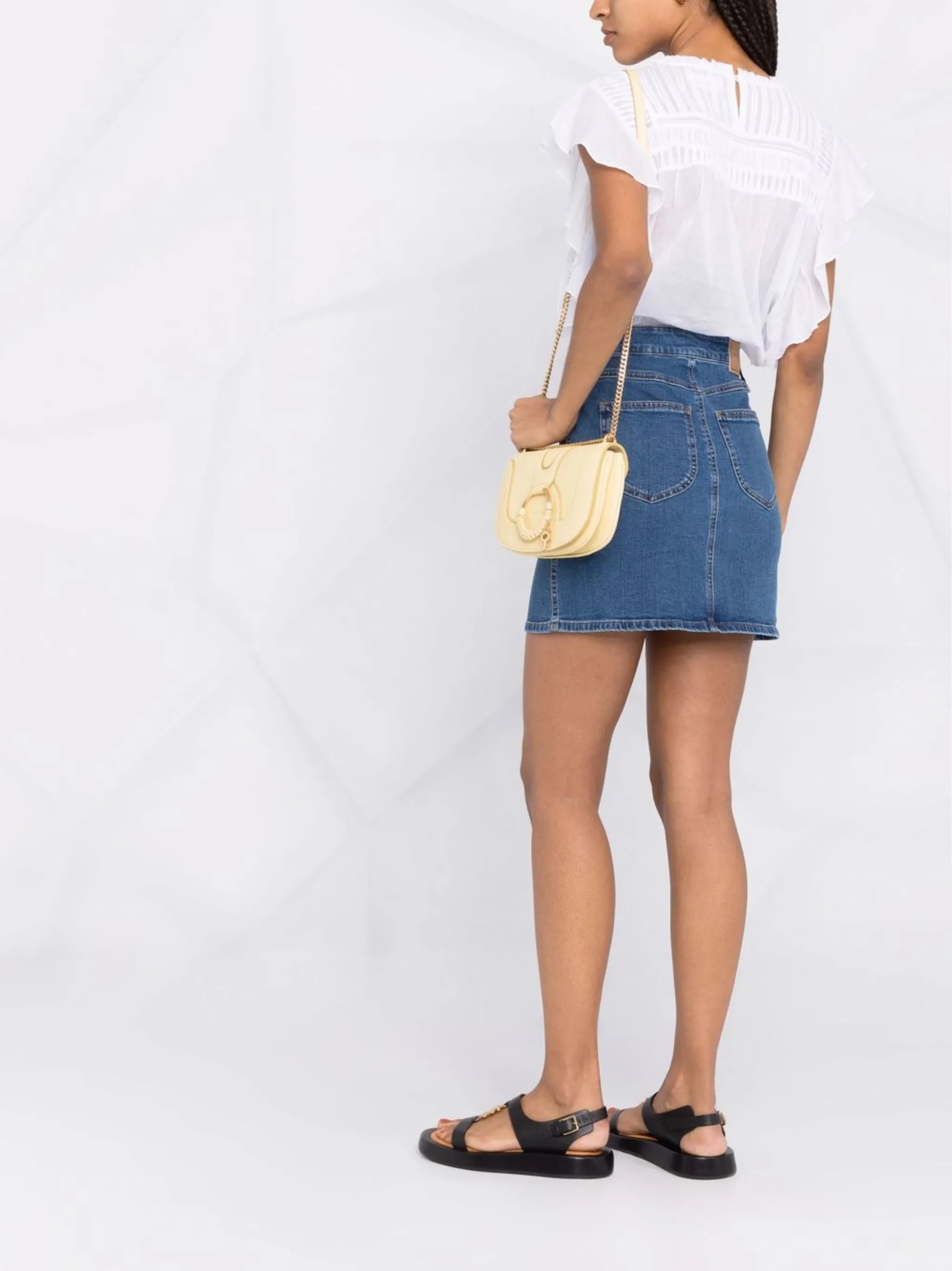 lace-up denim skirt