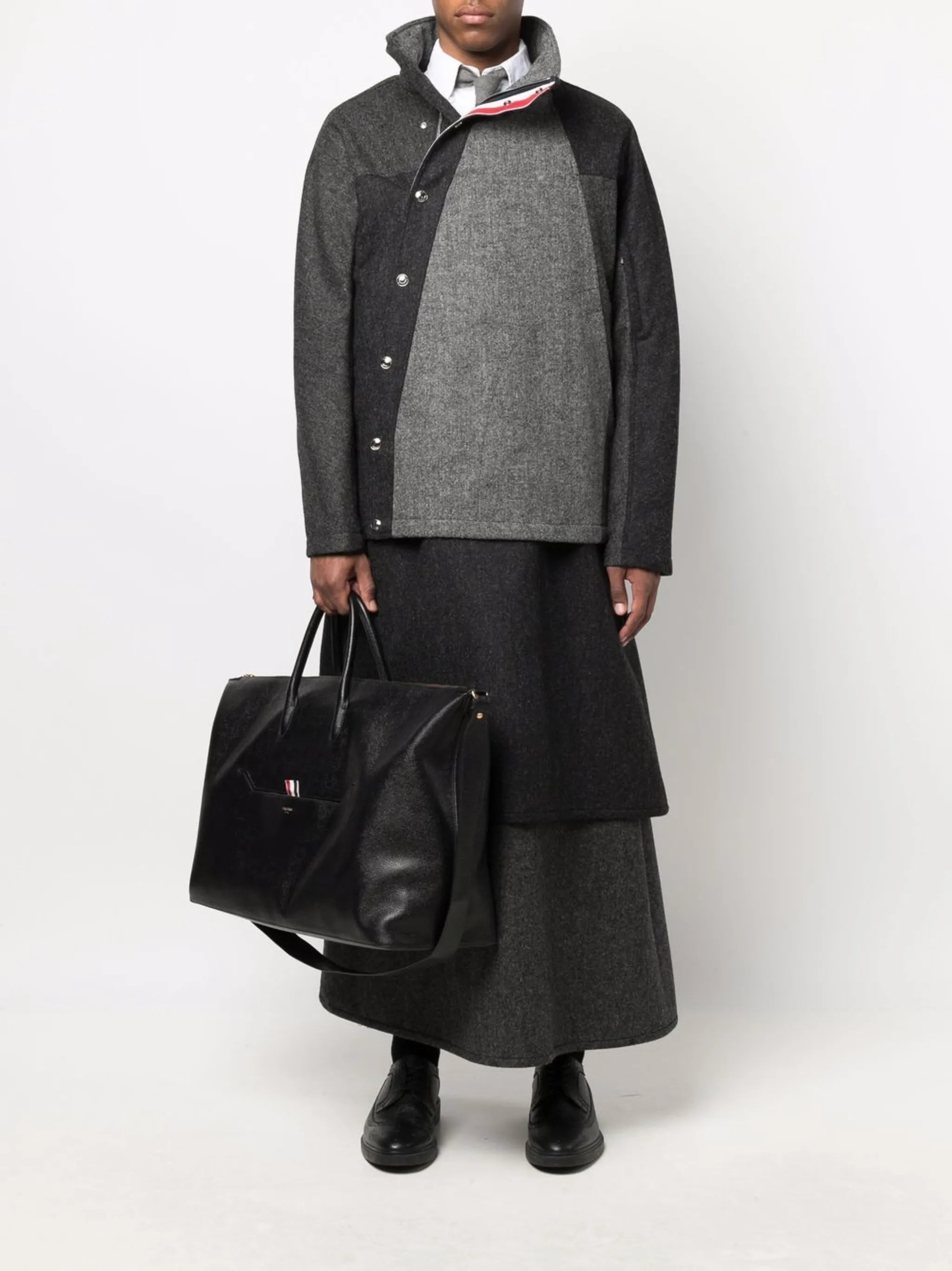 RWB stripe leather holdall
