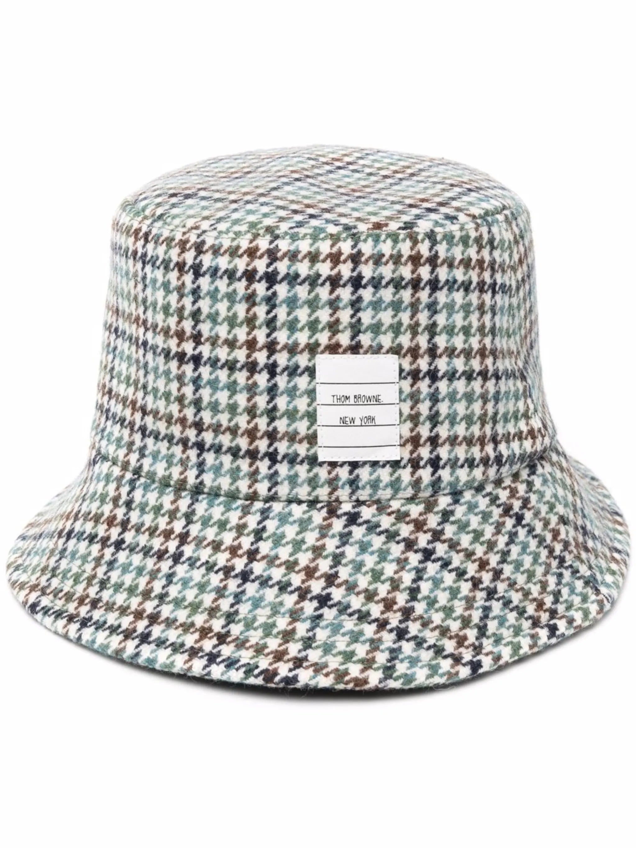 houndstooth name tag appliqué bucket hat