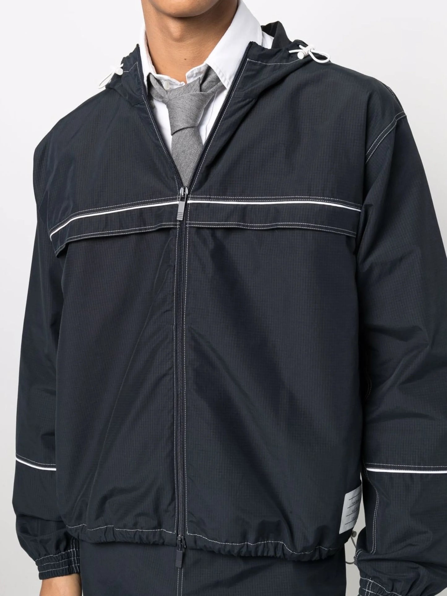 contrast-stitch hooded track jacket