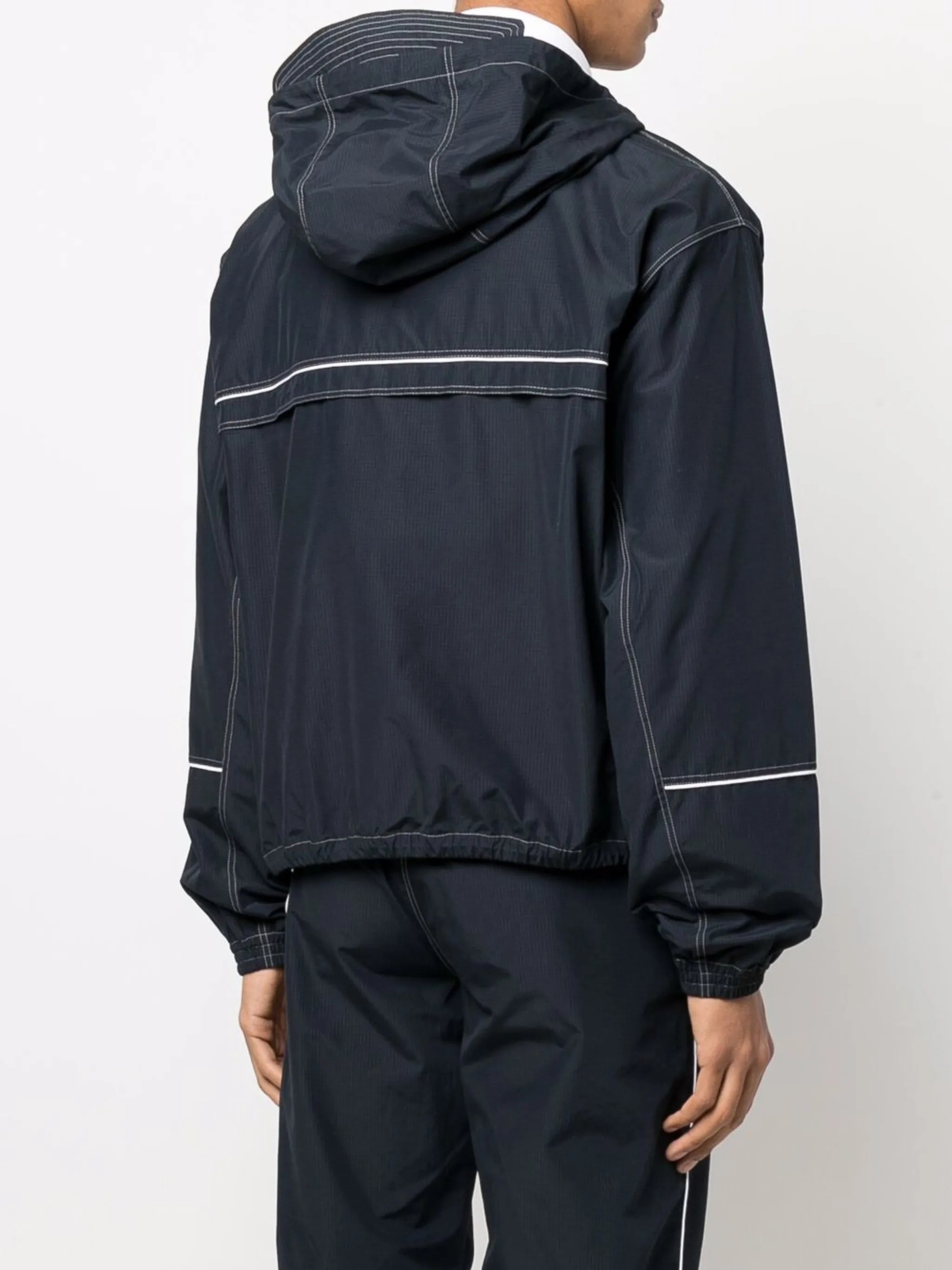 contrast-stitch hooded track jacket
