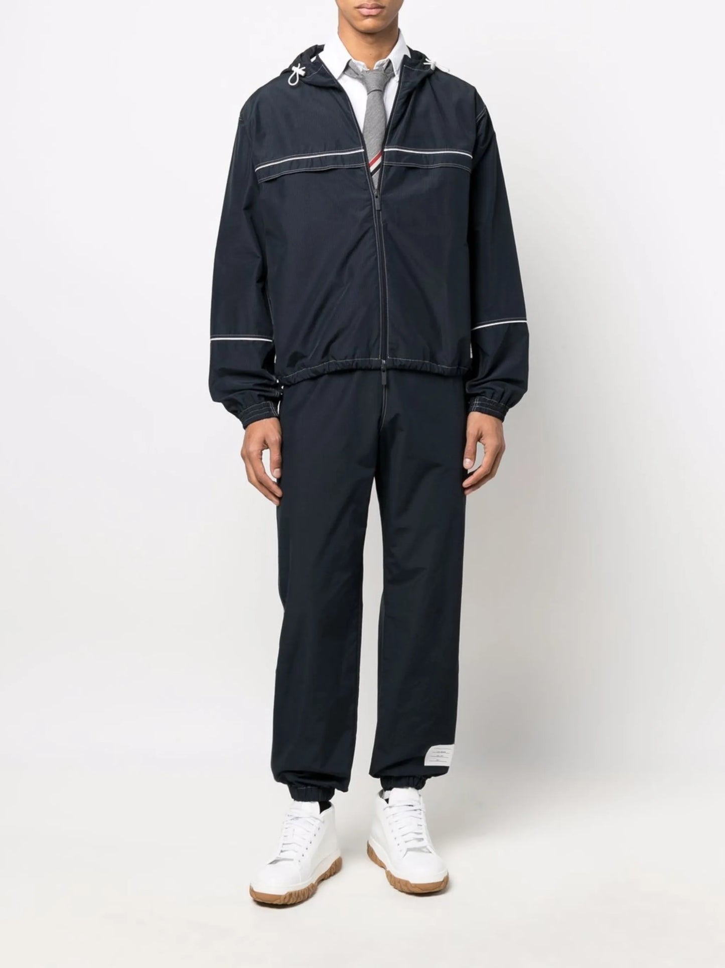 contrast-stitch hooded track jacket
