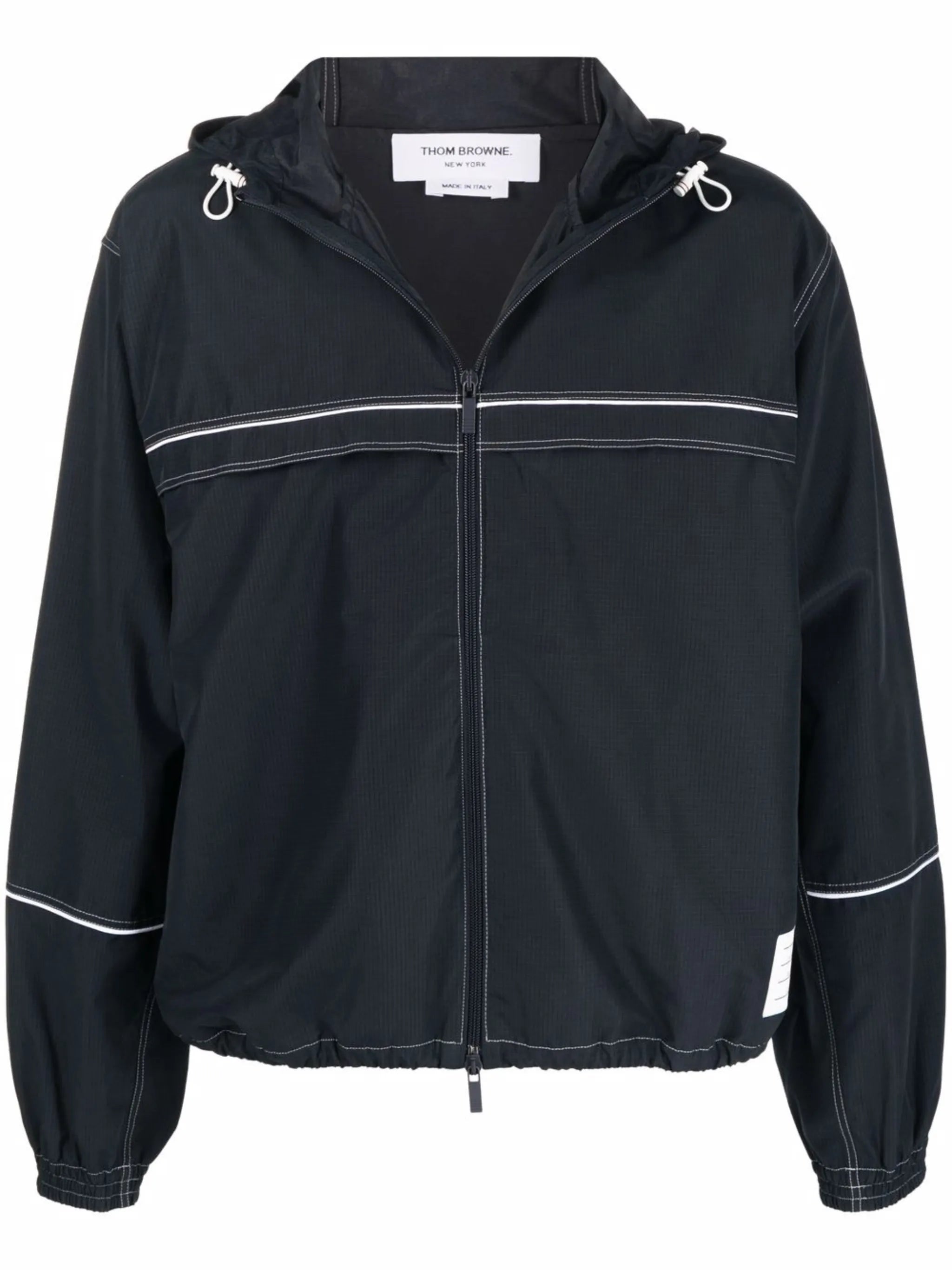 contrast-stitch hooded track jacket