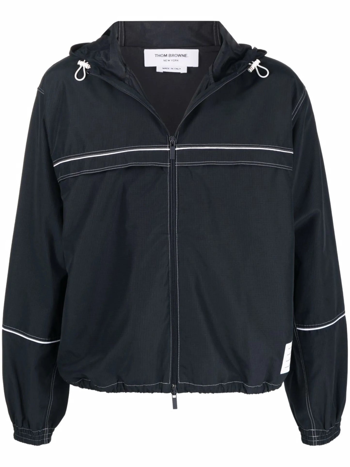 contrast-stitch hooded track jacket