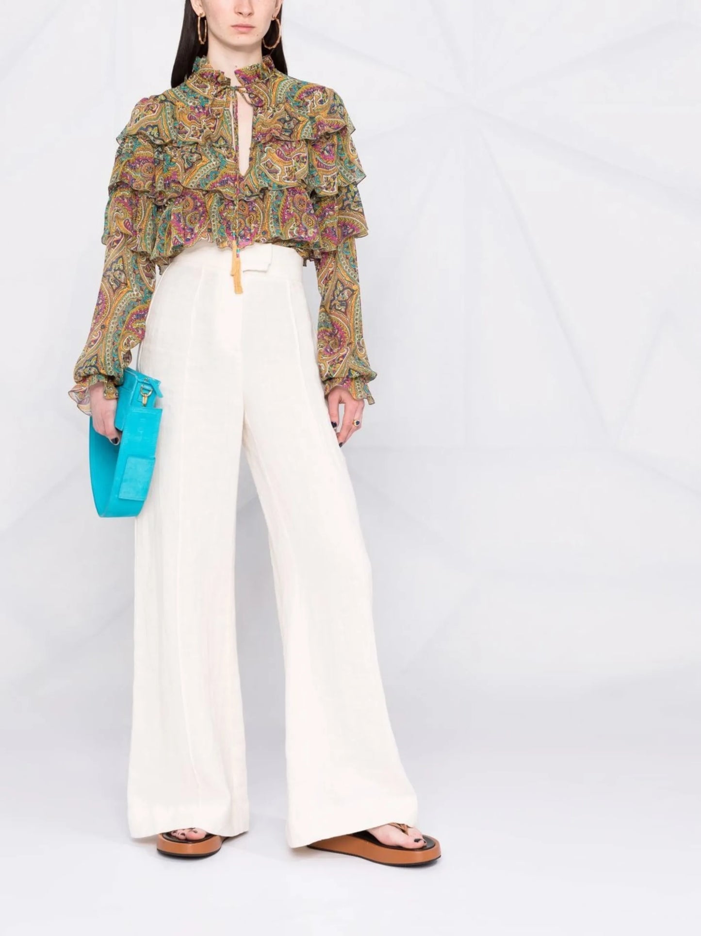 ruffled silk blouse