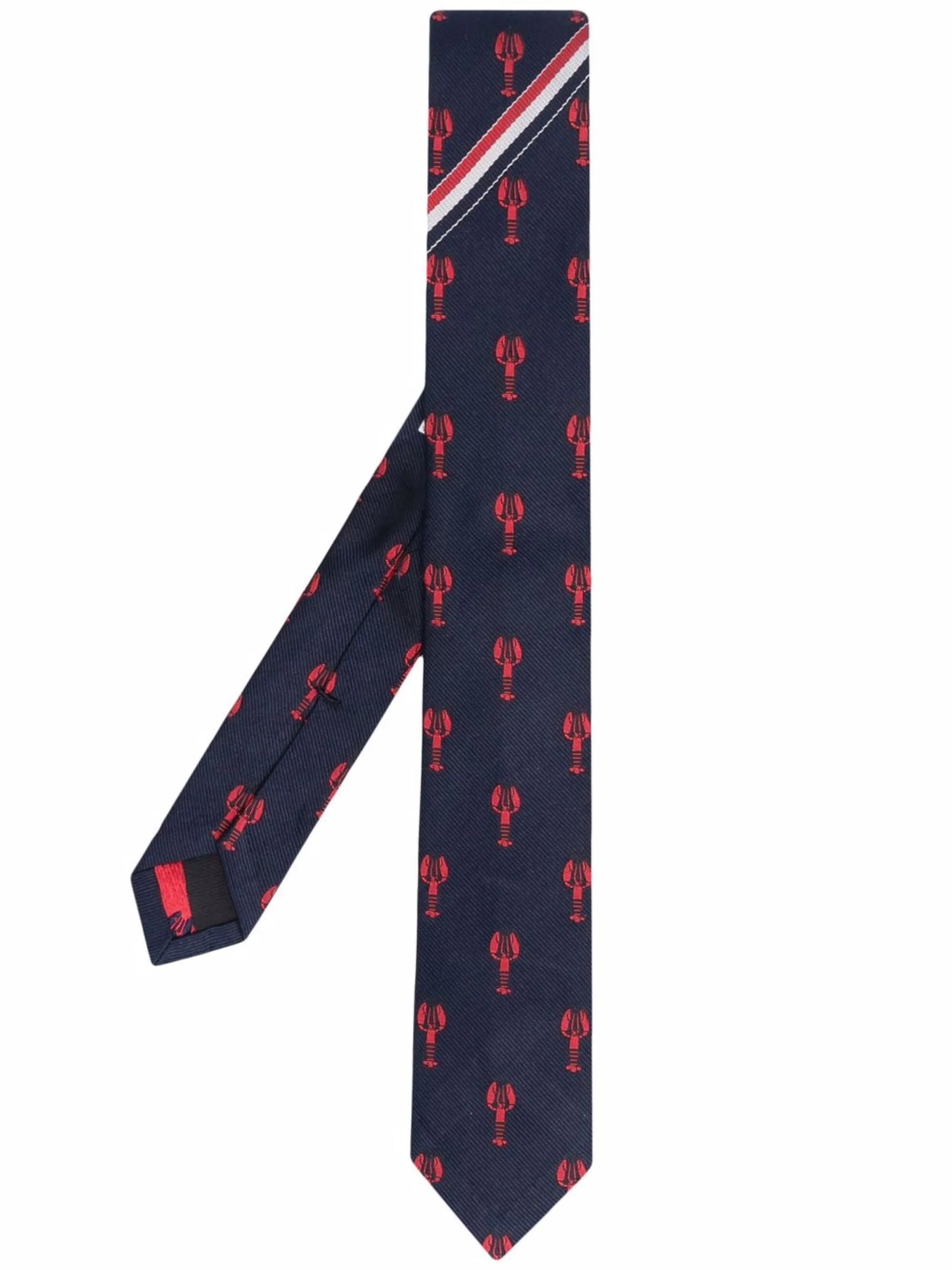 lobster-motif embroidery silk tie