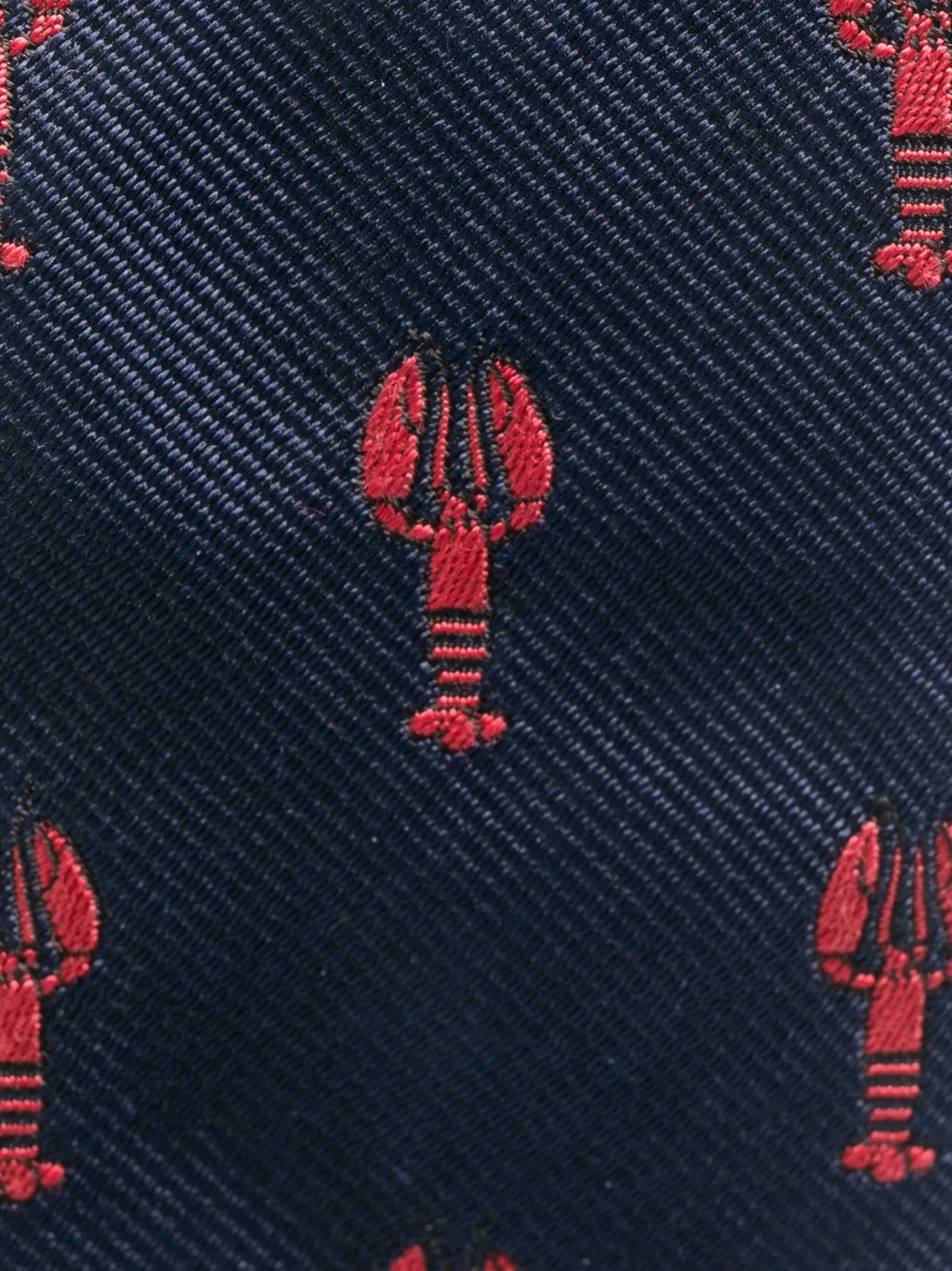 lobster-motif embroidery silk tie