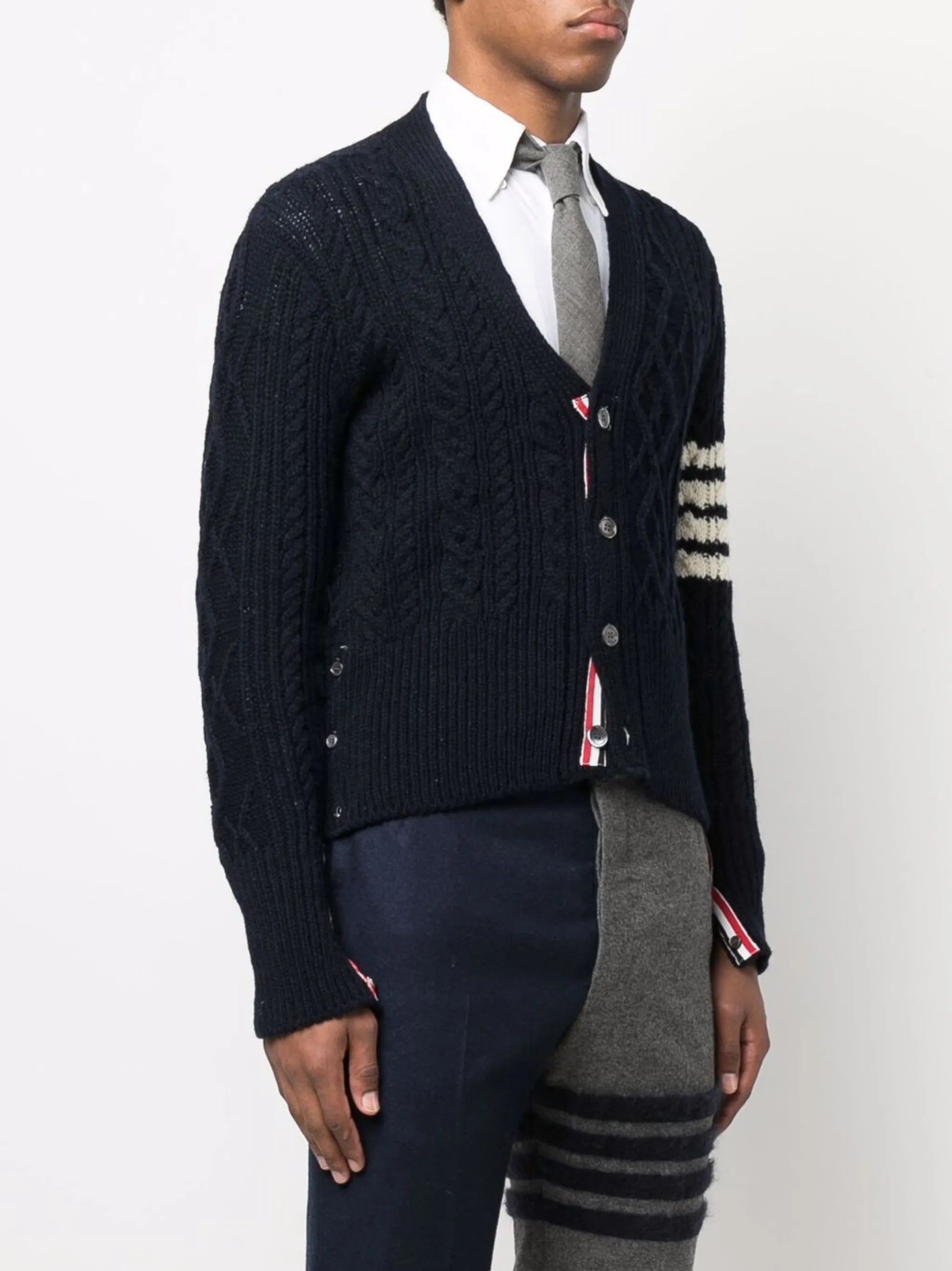 4-Bar striped cardigan