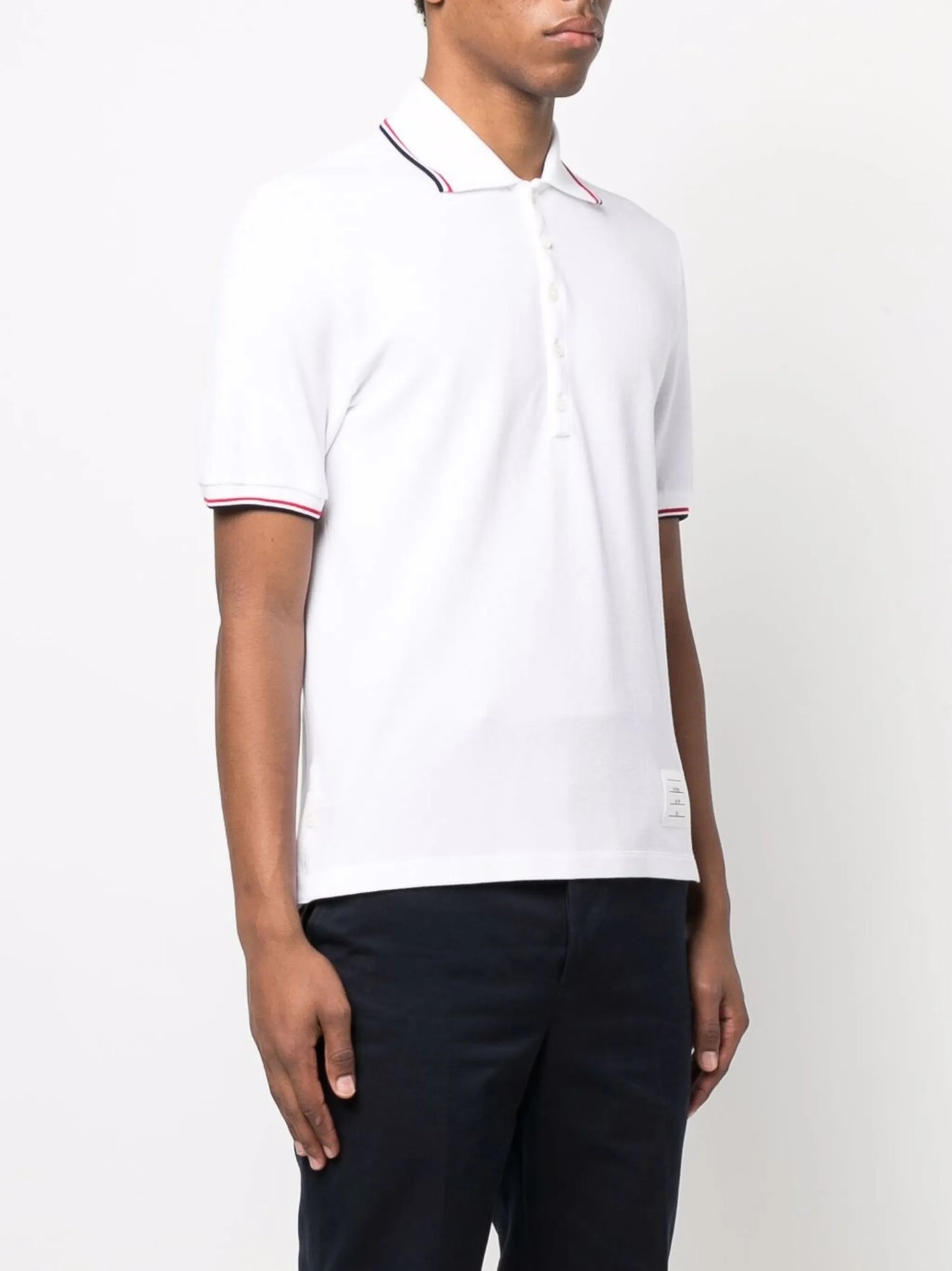 stripe-detailed polo shirt